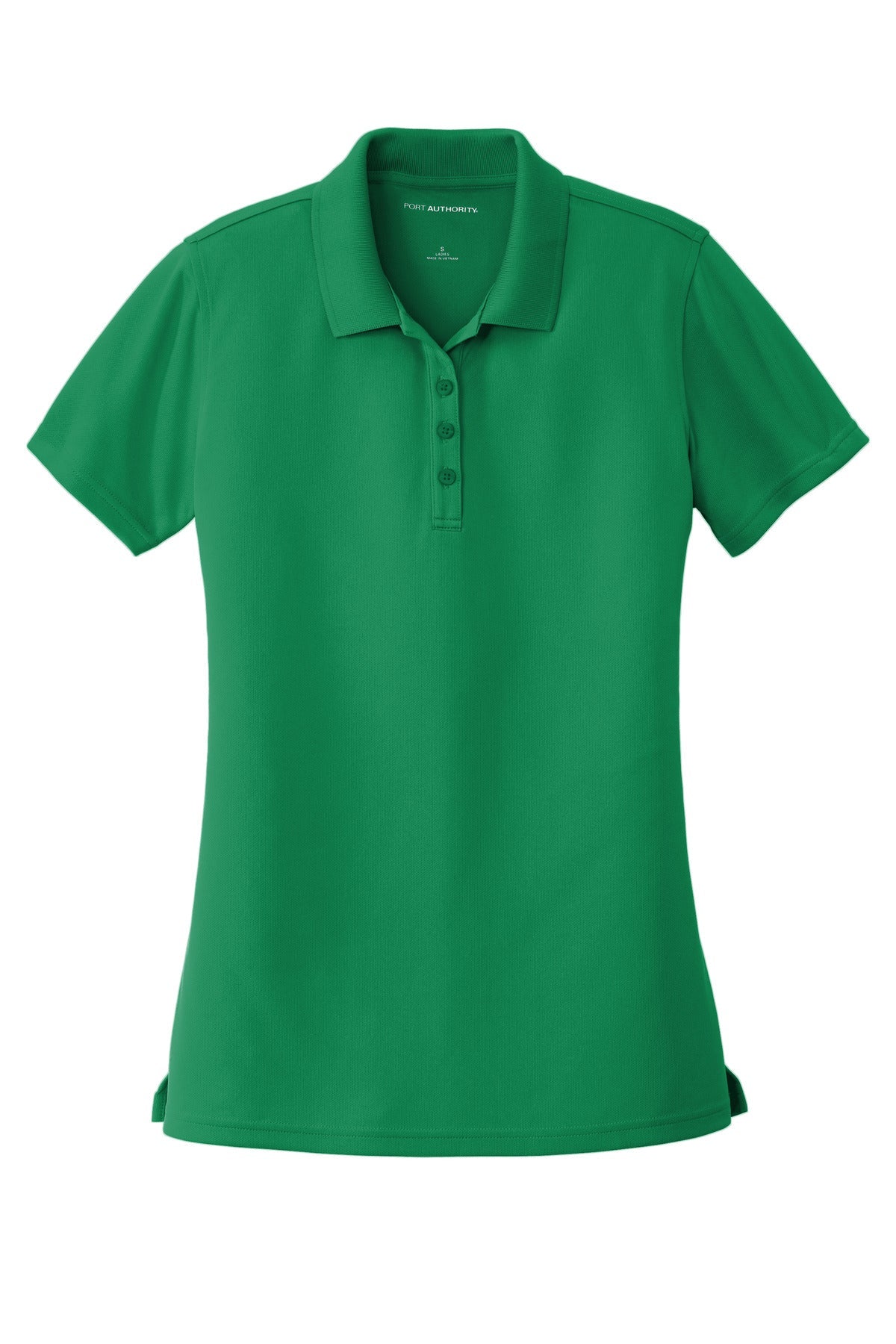 Front View of Brt Kelly Grn Port Authority Women's Dry Zone UV Micro-Mesh Polo. LK110