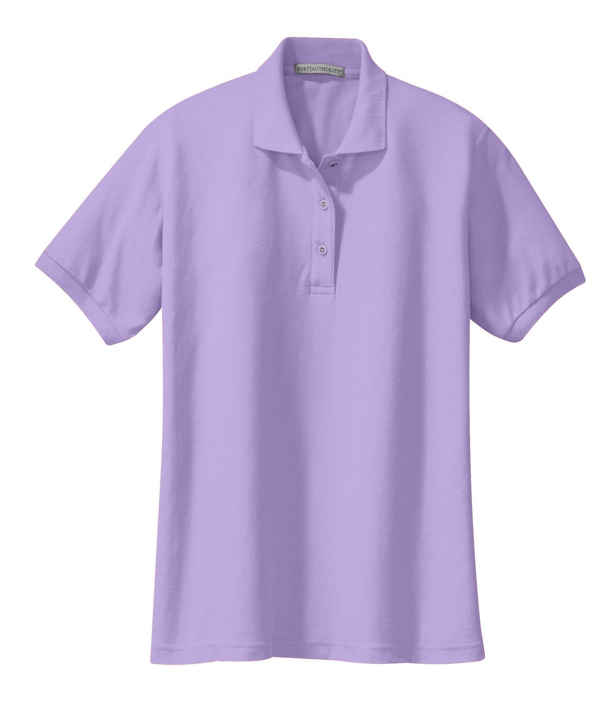 Front View of Brt Lavender Port Authority Women's Silk Touch Polo. L500