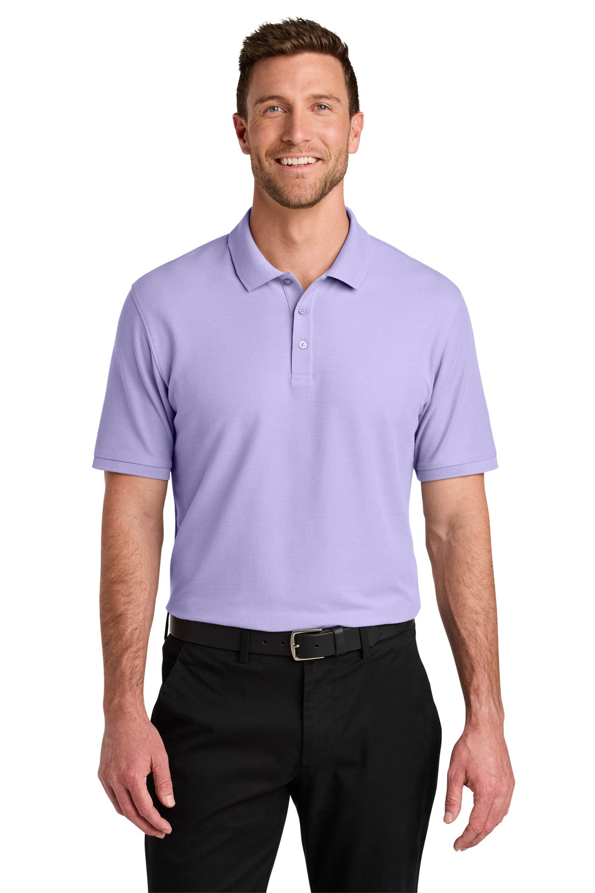 Front View of BrtLvndr Port Authority Wearever Signature Pique Polo K200
