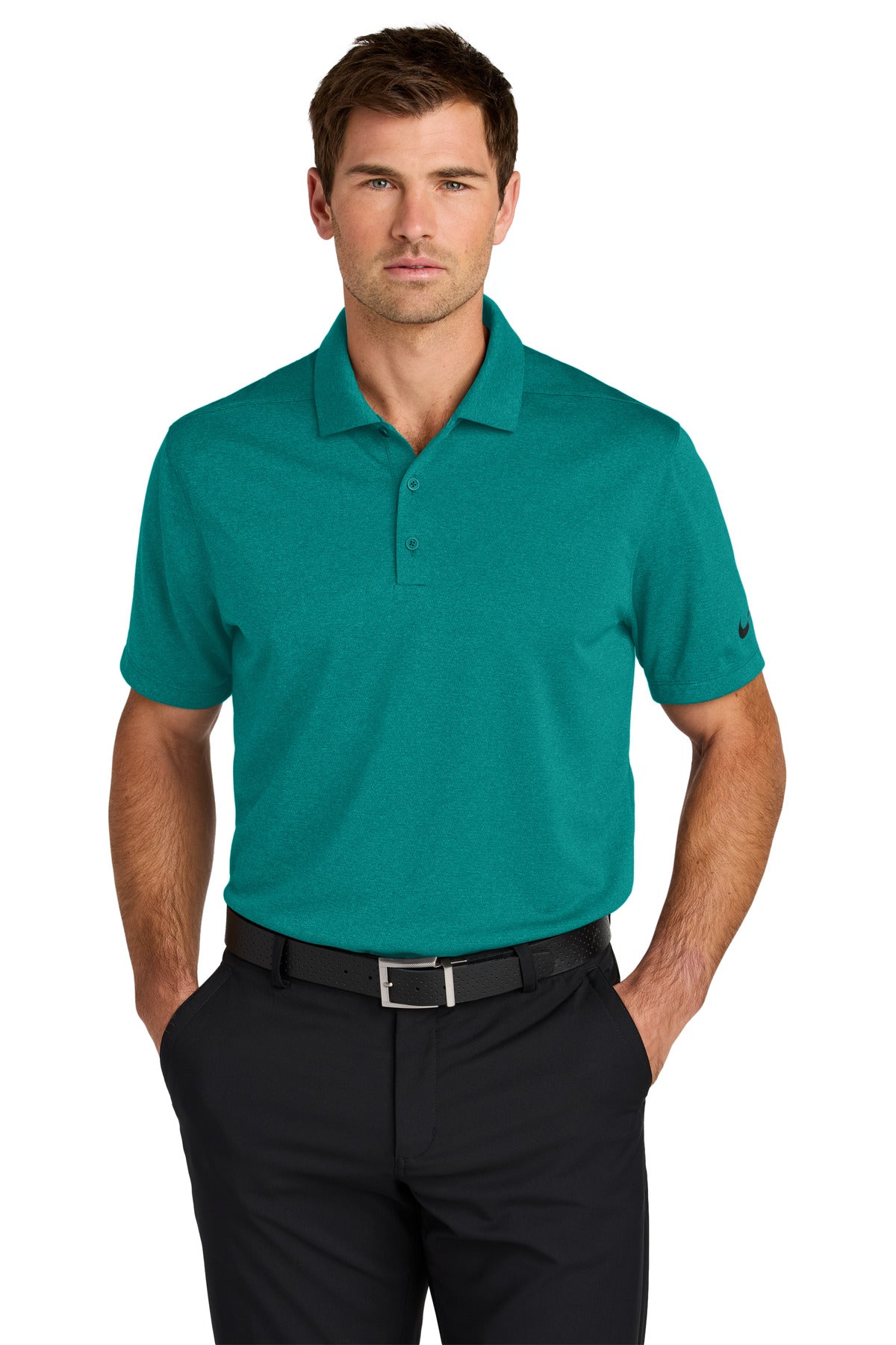 Front View of BrtSpruceH Nike Dri-FIT Smooth Heather Polo NKFQ4794