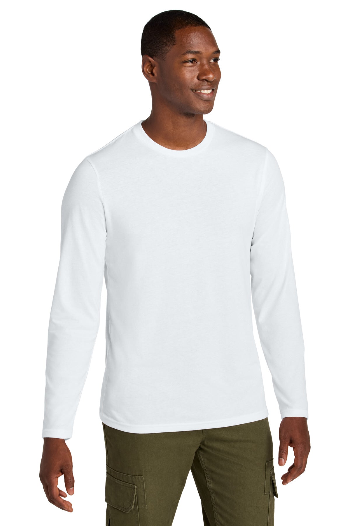 Front View of BrtWhite District Perfect Weight CVC Long Sleeve Tee DT185
