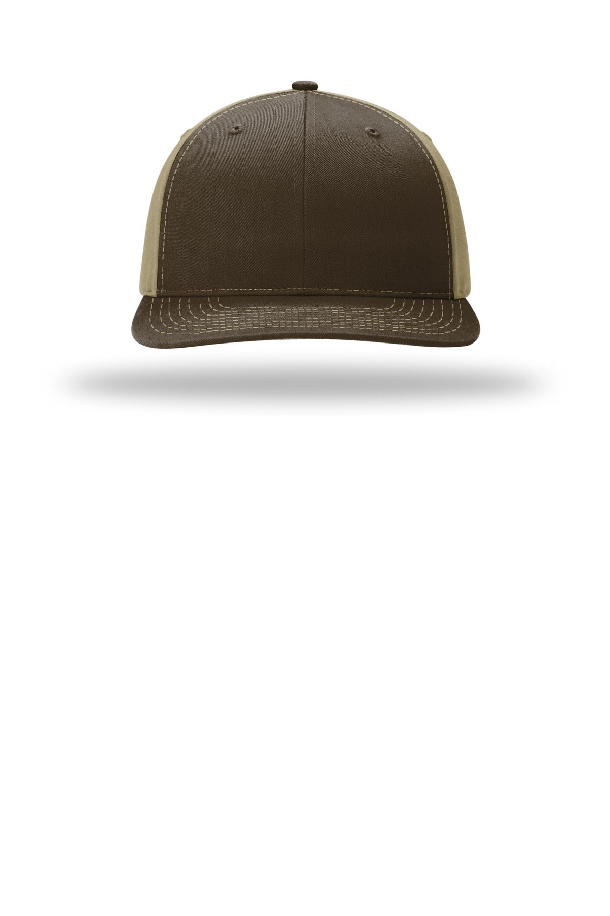 Front View of Brwn/Khaki Richardson Solid Twill Trucker 312
