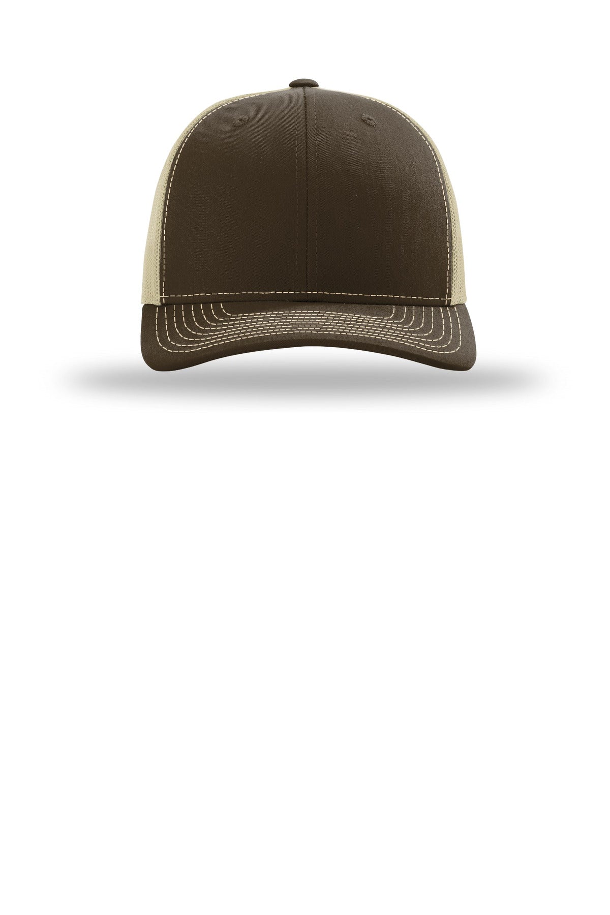 Front View of Brwn/Khaki Richardson Trucker Cap 112