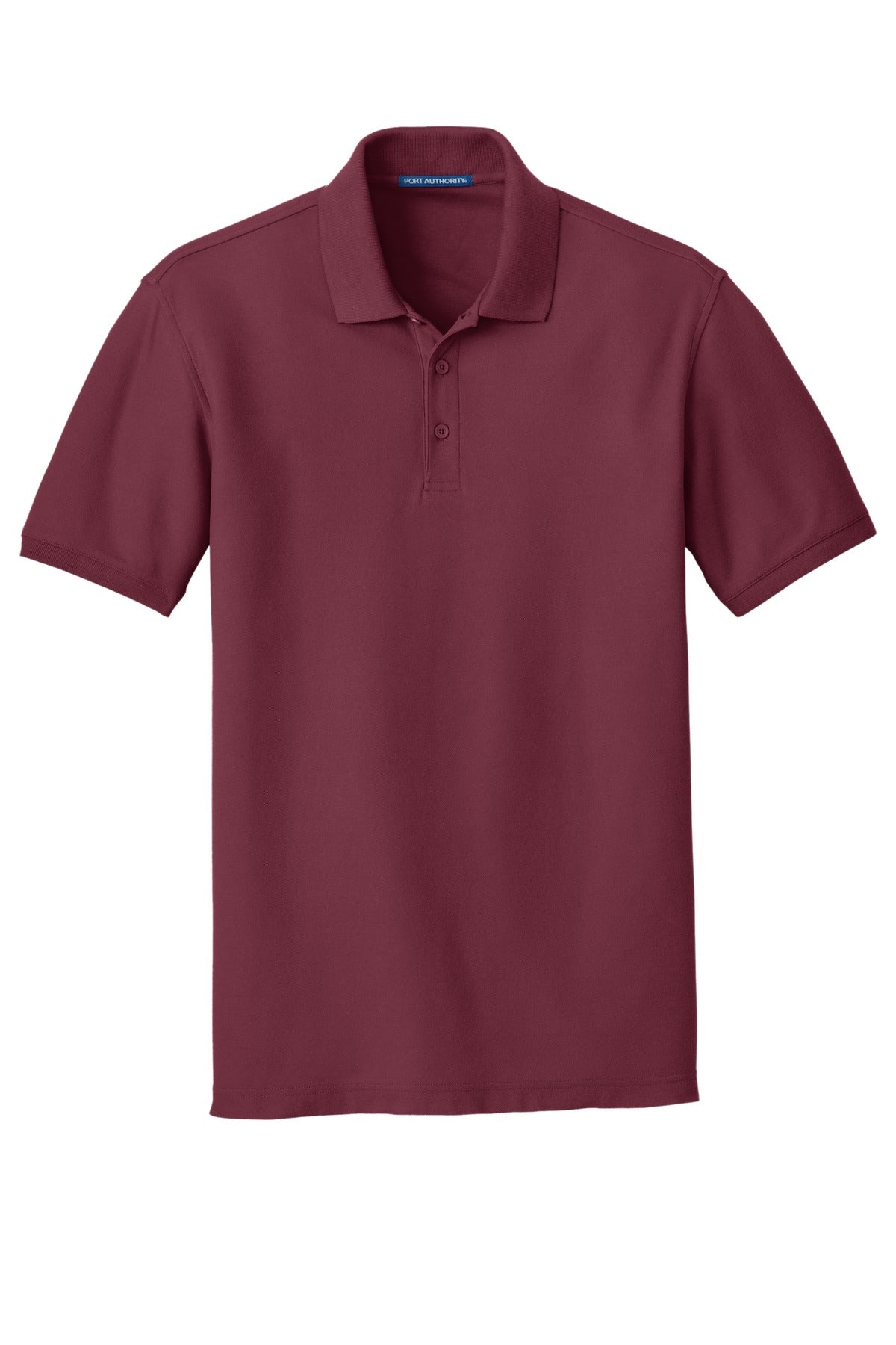 Front View of Burgundy Port Authority Core Classic Pique Polo. K100