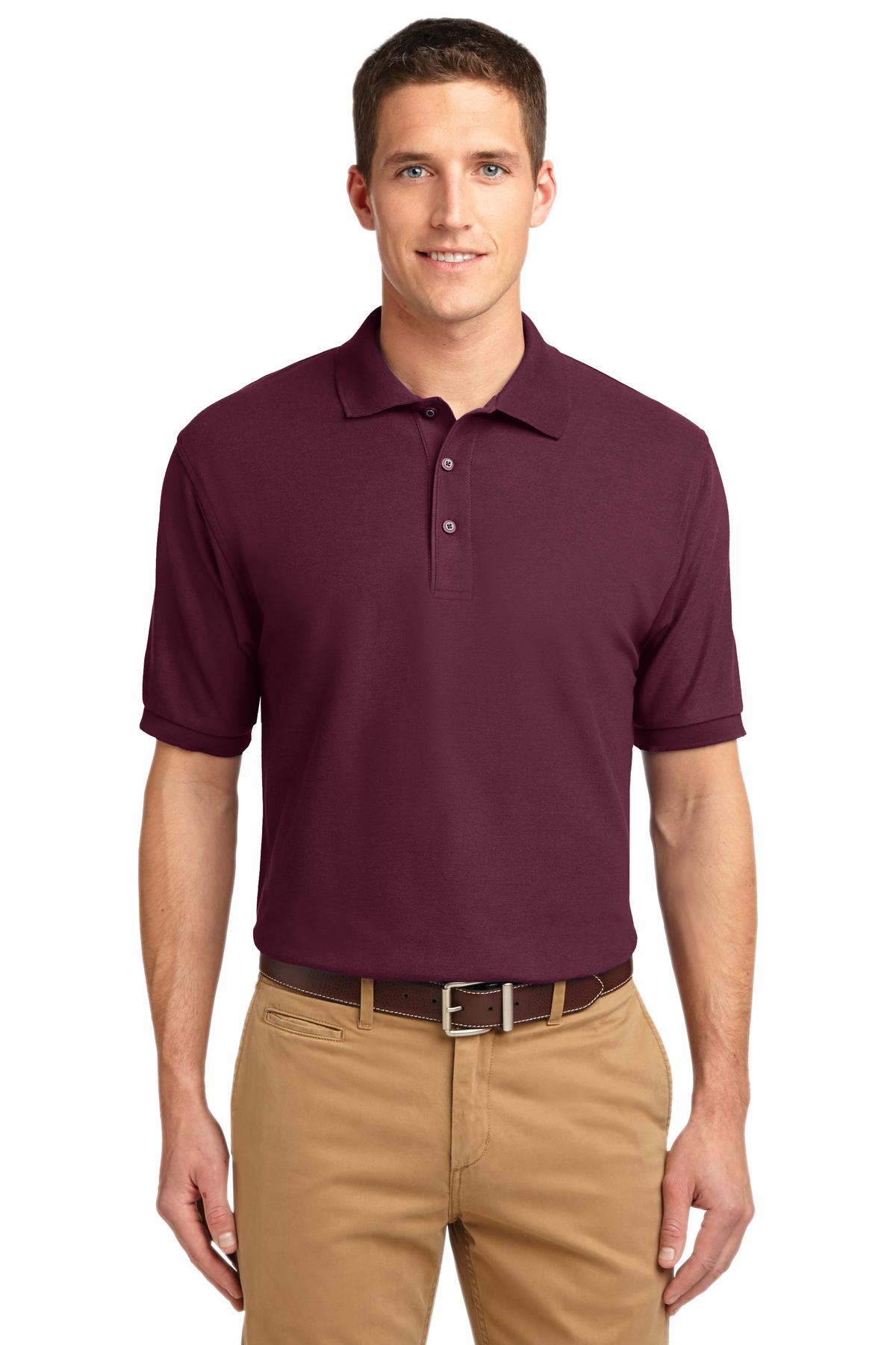 Front View of Burgundy Port Authority Extended Size Silk Touch Polo K500ES