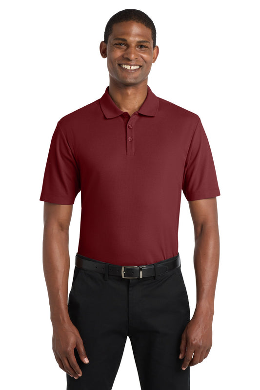 Front View of Burgundy Port Authority SuperPro React Polo. K810