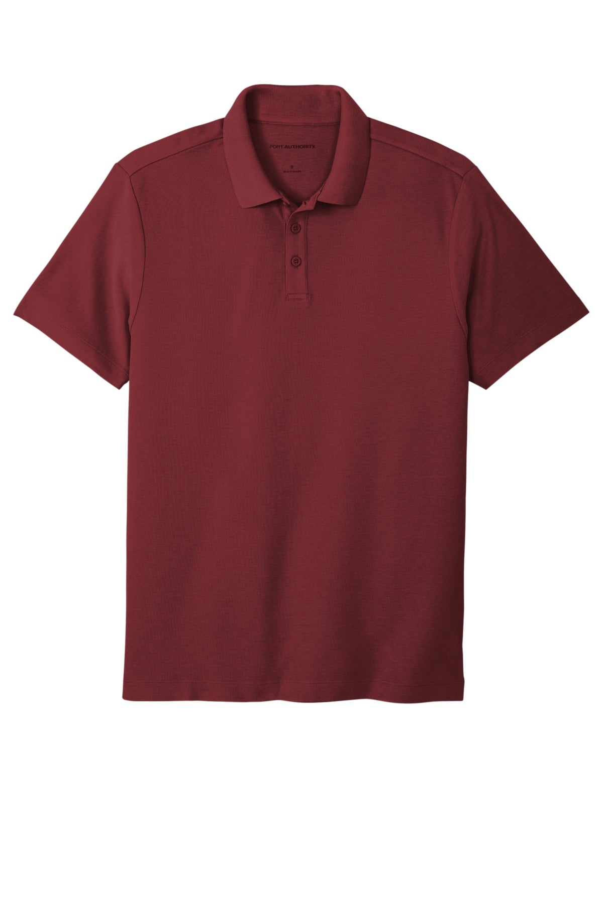Front View of Burgundy Port Authority SuperPro React Polo. K810