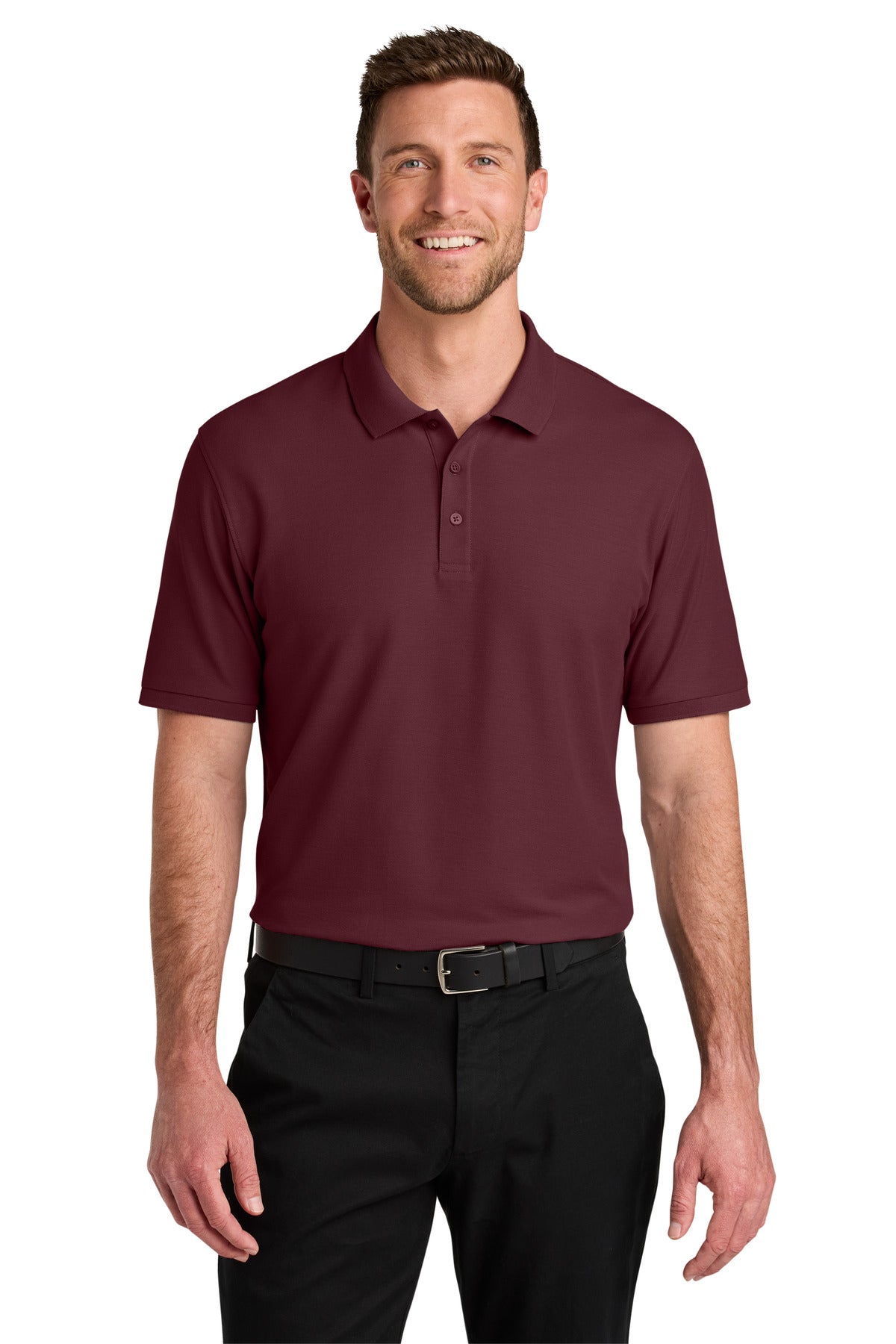 Front View of Burgundy Port Authority Wearever Signature Pique Polo K200