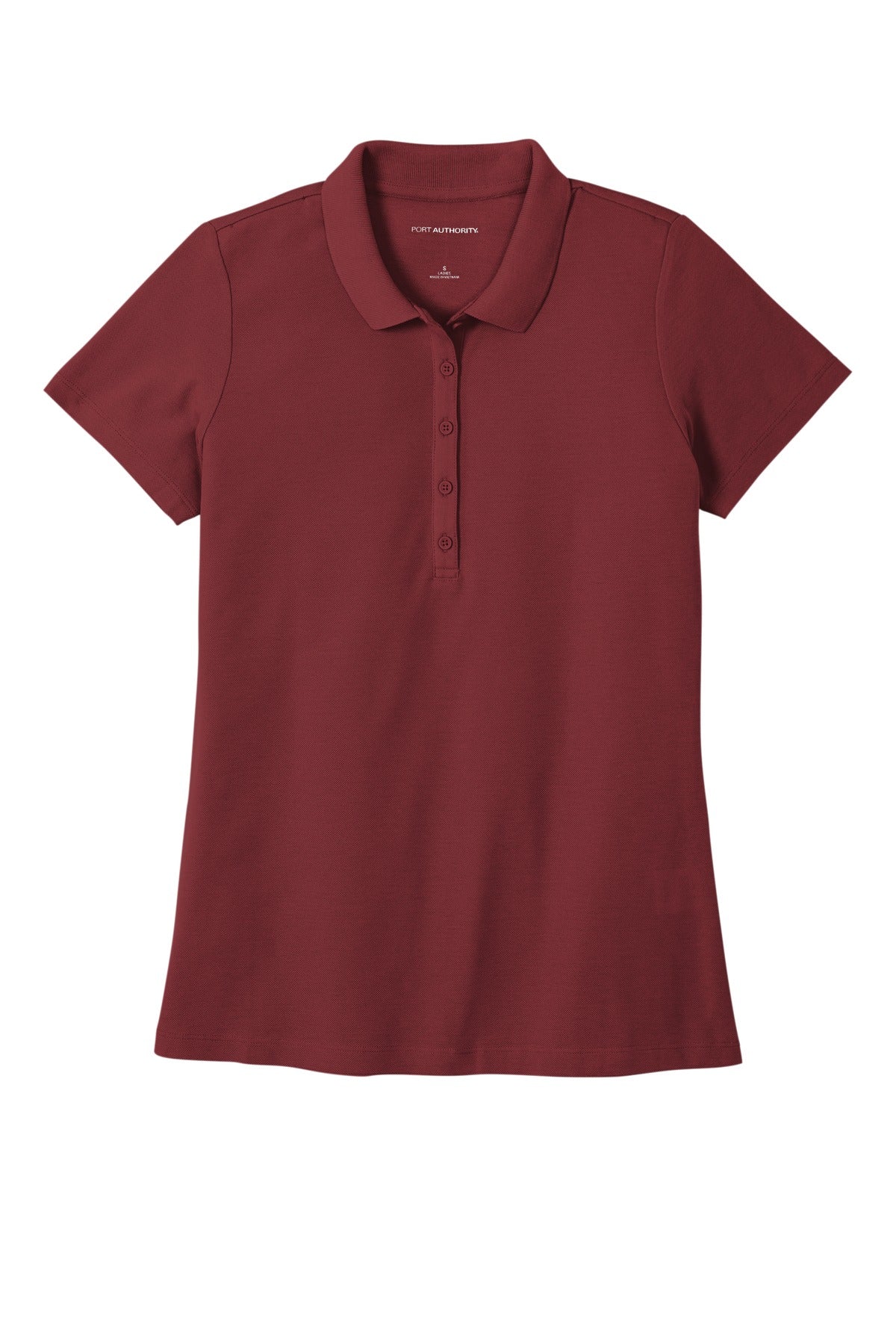 Front View of Burgundy Port Authority Women's SuperPro React Polo. LK810