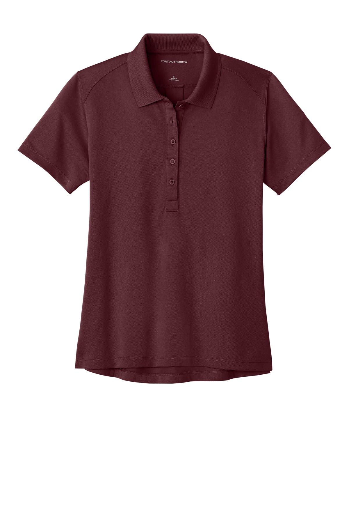 Front View of Burgundy Port Authority Women's Wearever Performance Pique Polo LK240