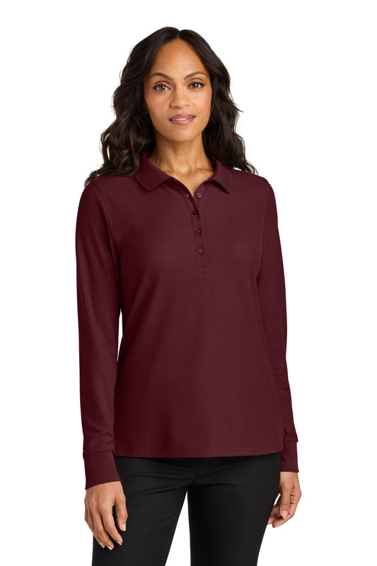 Front View of Burgundy Port Authority Women's Wearever Signature Pique Long Sleeve Polo LK200LS