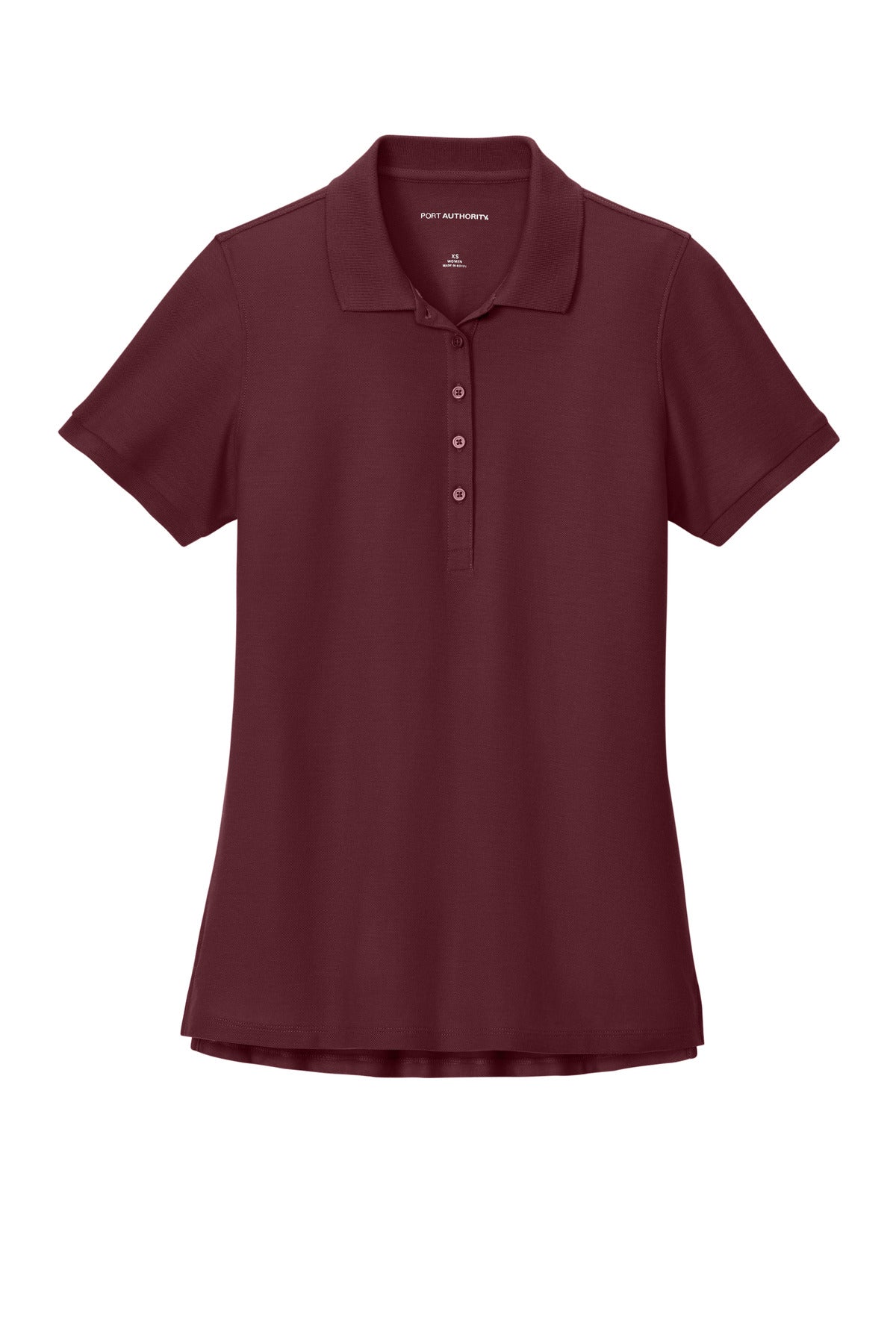 Front View of Burgundy Port Authority Women's Wearever Signature Pique Polo LK200
