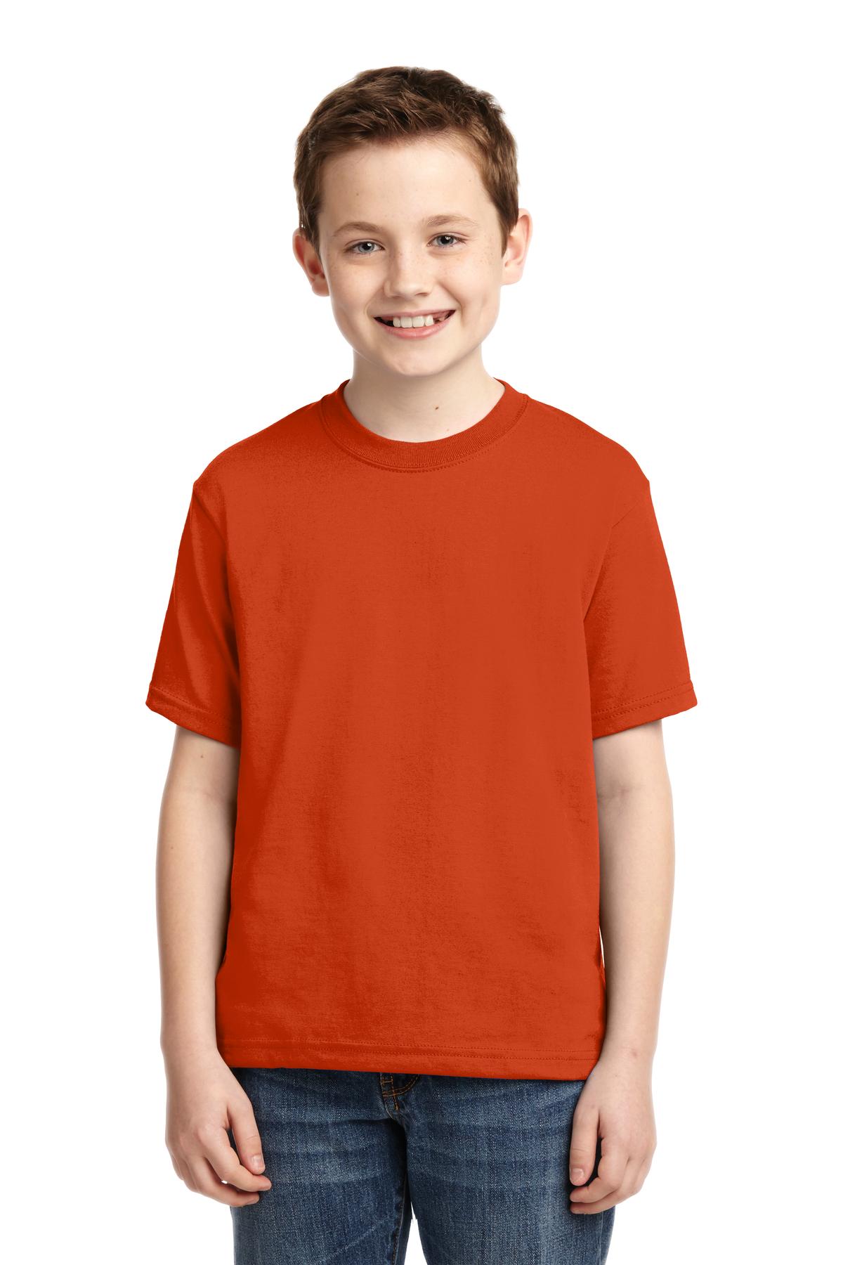 Front View of Burnt Orange Jerzees - Youth Dri-Power 50/50 Cotton/Poly T-Shirt. 29B