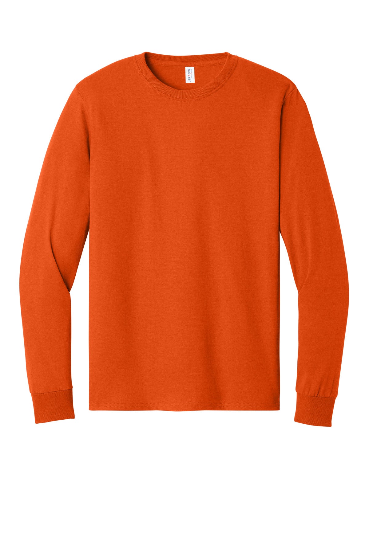 Front View of BurntOrng Jerzees - Dri-Power 50/50 Cotton/Poly Long Sleeve T-Shirt. 29LS