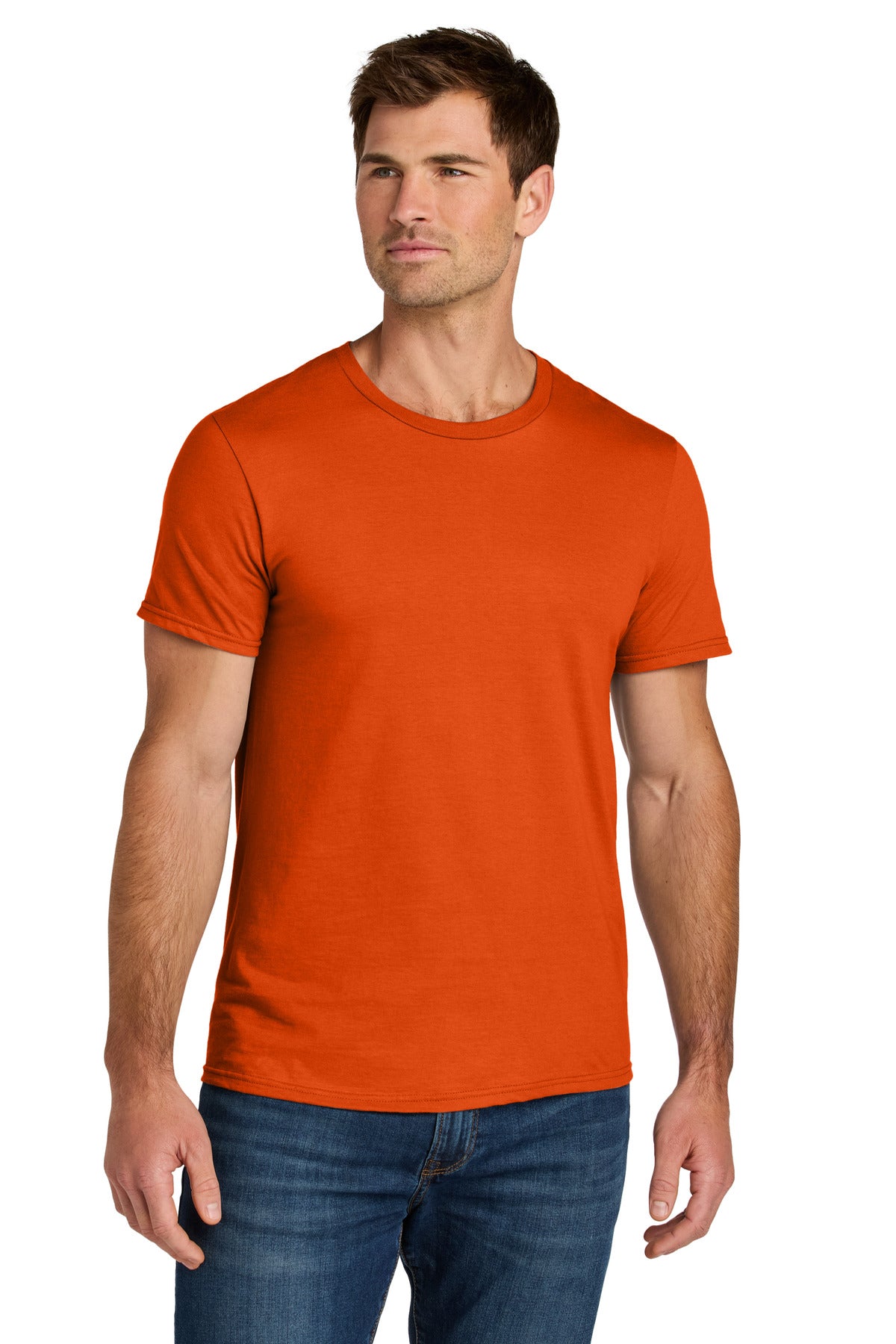 Front View of BurntOrng Jerzees Ultimate Unisex Ring Spun T-Shirt IC46M
