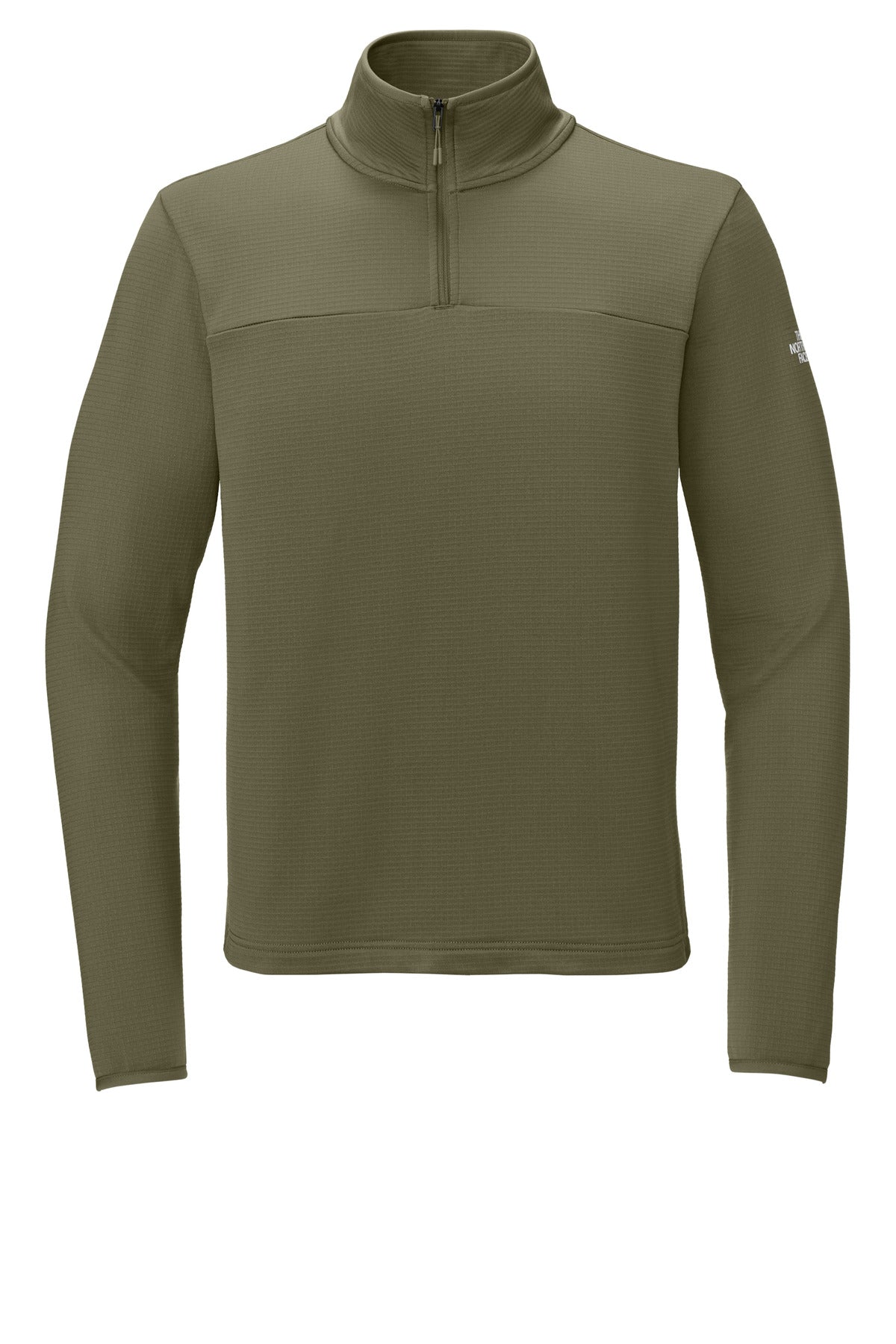 Front View of BurntOvGn The North Face Aim 1/4-Zip Fleece NF0A8ENJ
