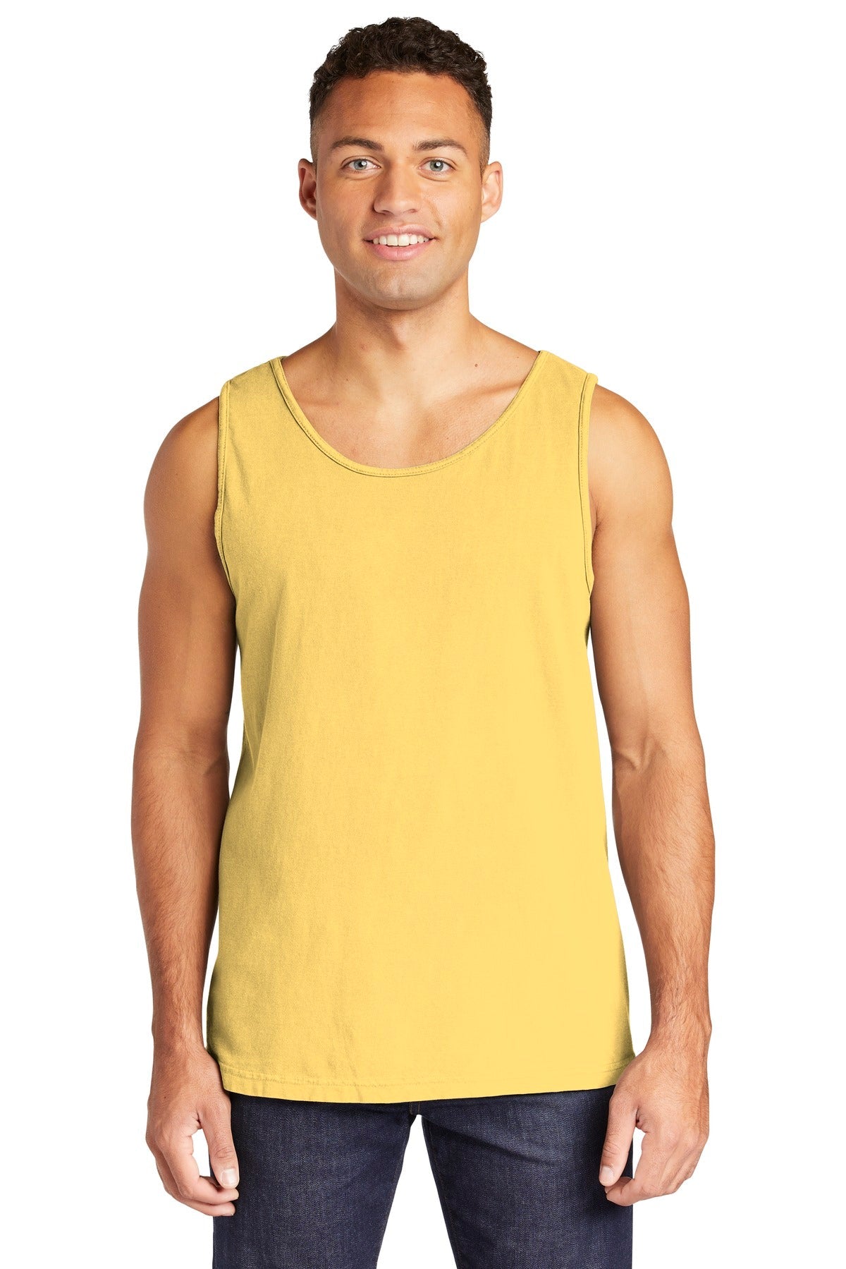 Front View of Butter COMFORT COLORS Heavyweight Ring Spun Tank Top. 9360
