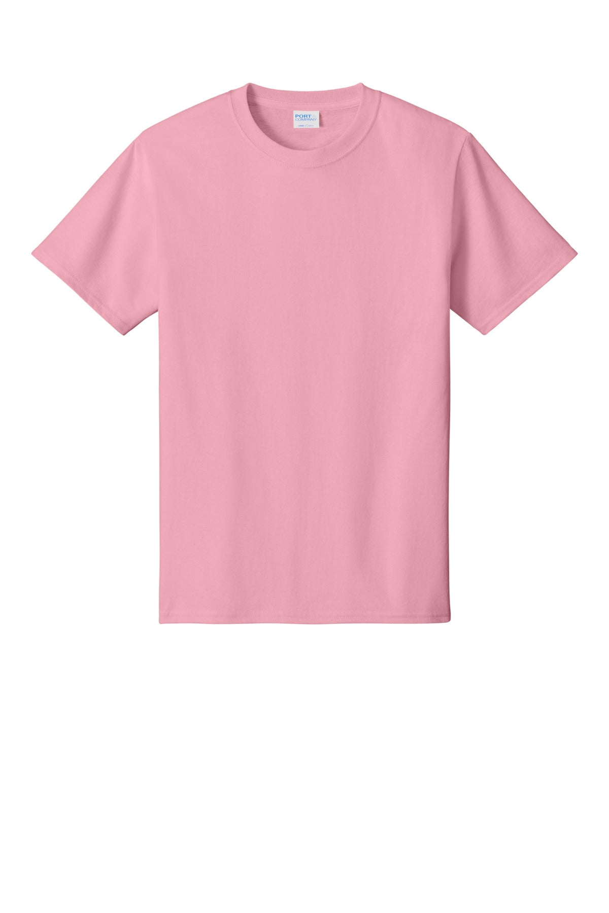 Front View of Candy Pink Port & Co Core Cotton Tee. PC54