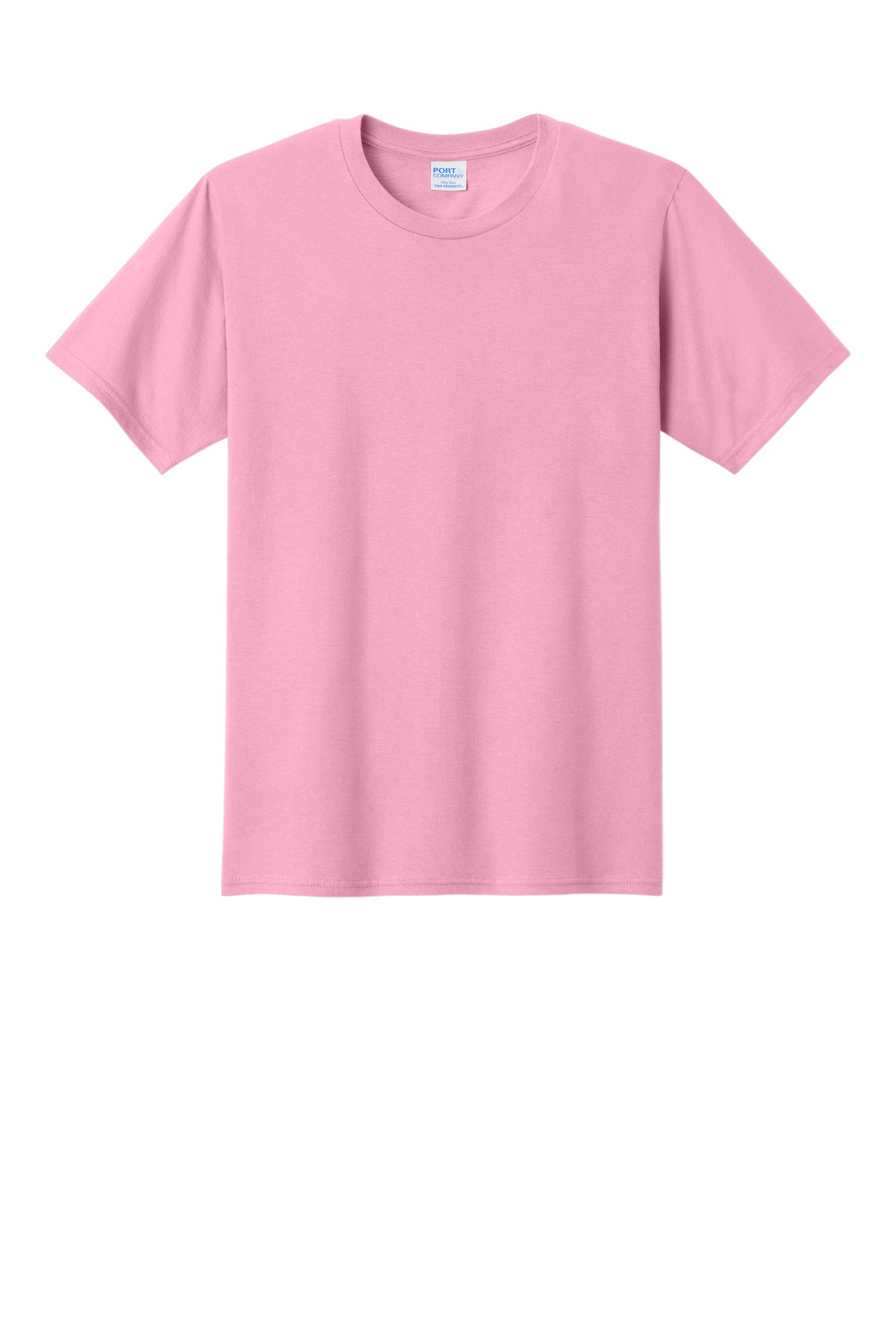 Front View of Candy Pink Port & Co Fan Favorite Tee. PC450