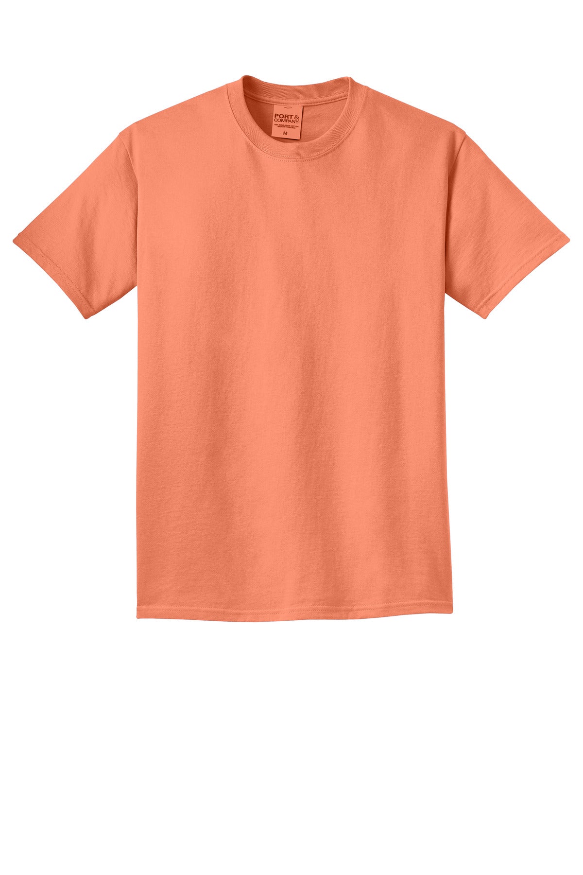 Front View of Cantaloupe Port & Co Beach Wash Garment-Dyed Tee. PC099