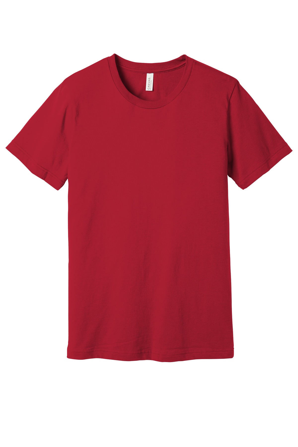 Front View of Canvas Red BELLA+CANVAS Unisex Jersey Short Sleeve Tee. BC3001
