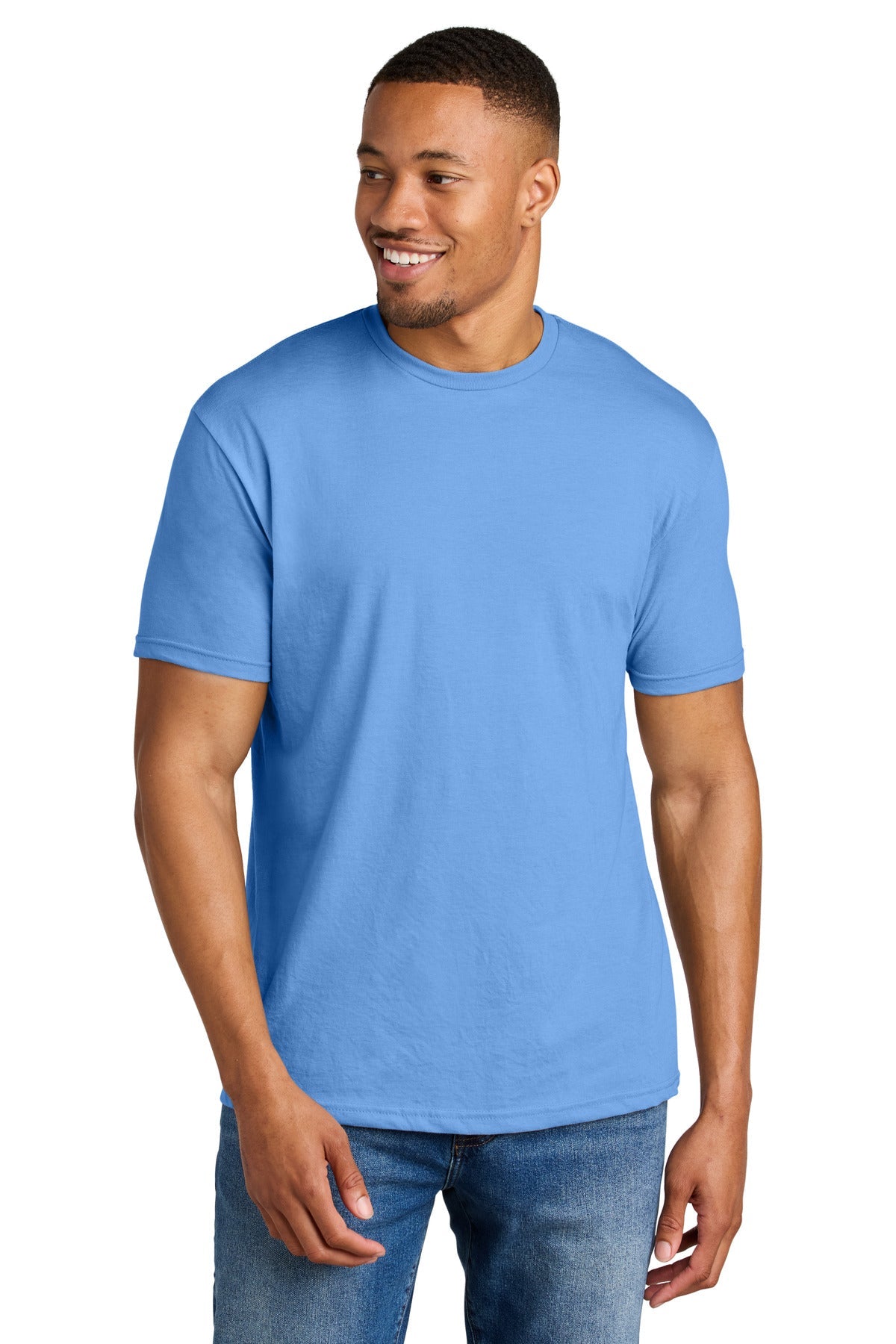 Front View of CarBluMist Gildan Softstyle CVC Tee 64000CVC