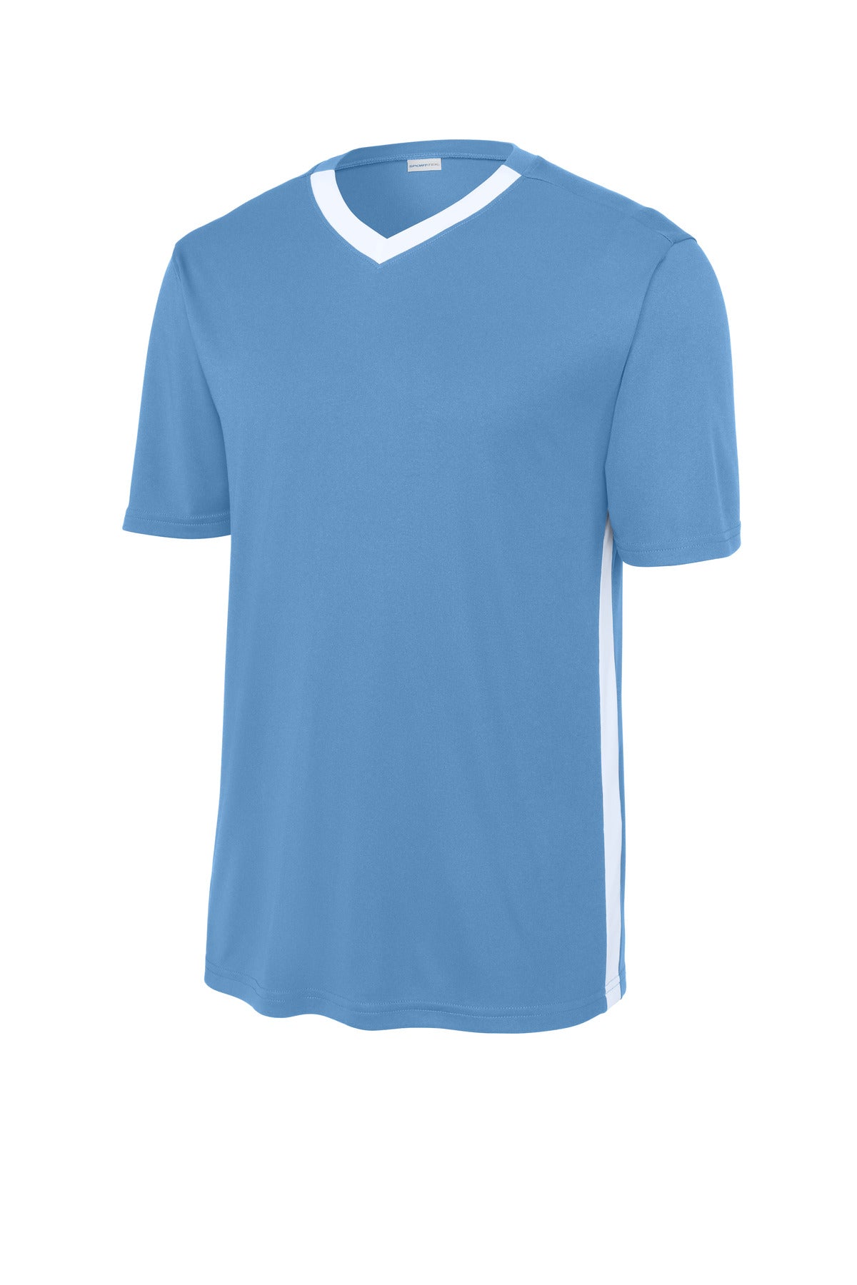 Front View of CarBl/Wht Sport-Tek Competitor United V-Neck ST101