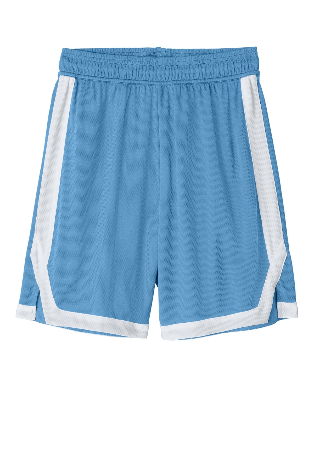 Front View of CarBl/Wht Sport-Tek Rival Basketball 7"Short ST901
