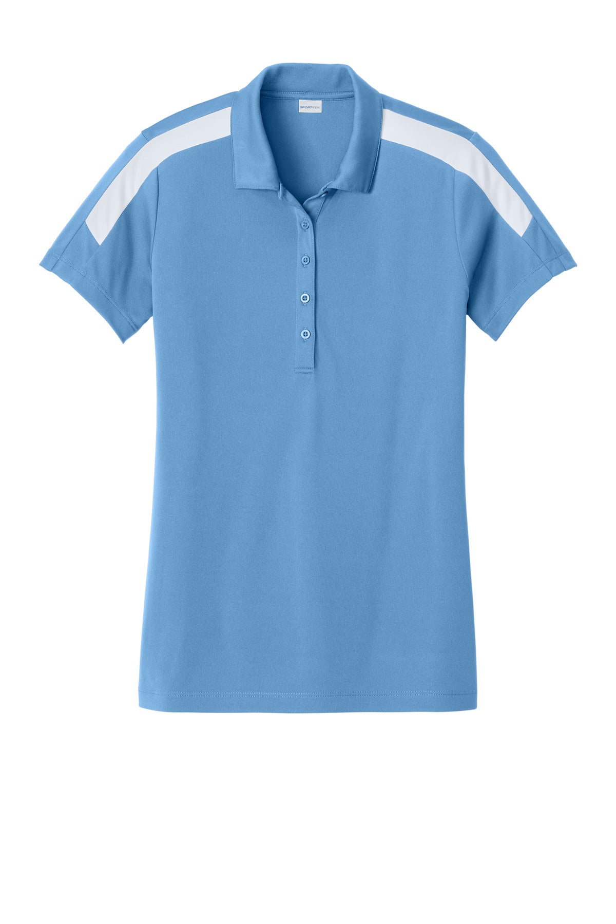 Front View of CarBl/Wht Sport-Tek Women's Competitor United Polo LST104