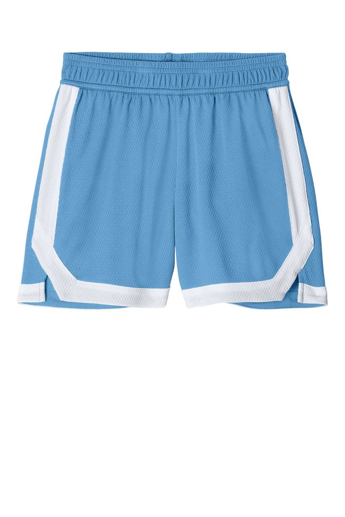 Front View of CarBl/Wht Sport-Tek Youth Rival Basketball 5" Short YST901