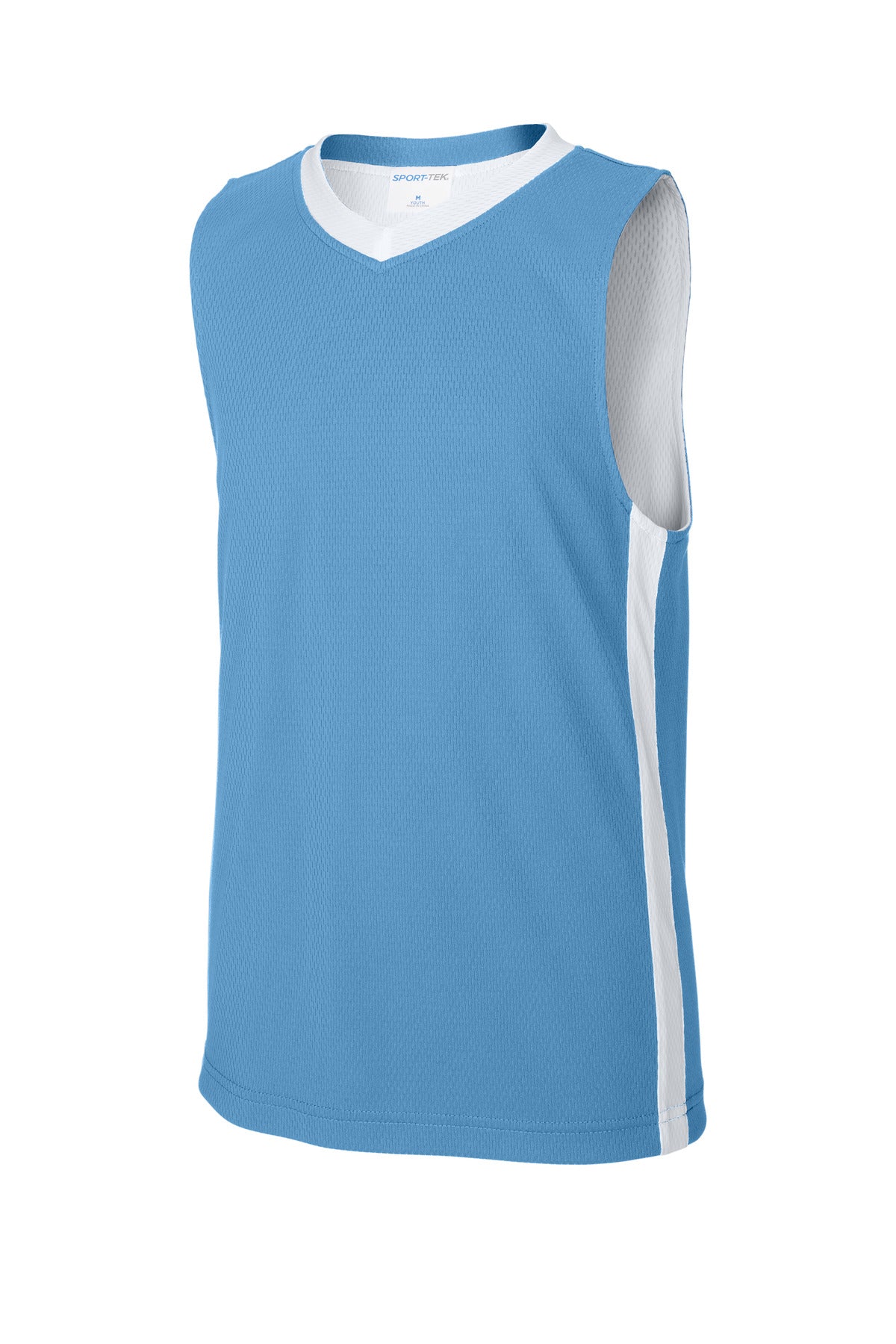 Front View of CarBl/Wht Sport-Tek Youth Rival Basketball Rev Jersey YST900