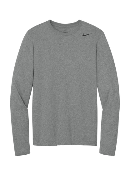 Front View of CarbonHthr Nike Team rLegend Long Sleeve Tee NKHQ4550