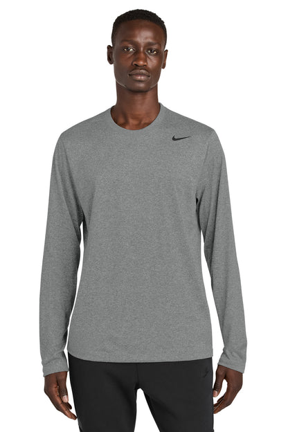 Front View of CarbonHthr Nike Team rLegend Long Sleeve Tee NKHQ4550