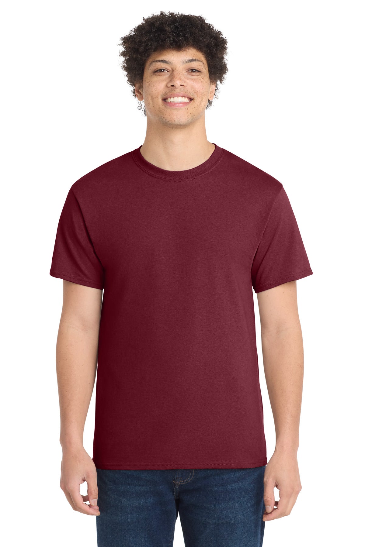 Front View of Cardinal Port & Co Core Cotton Tee. PC54