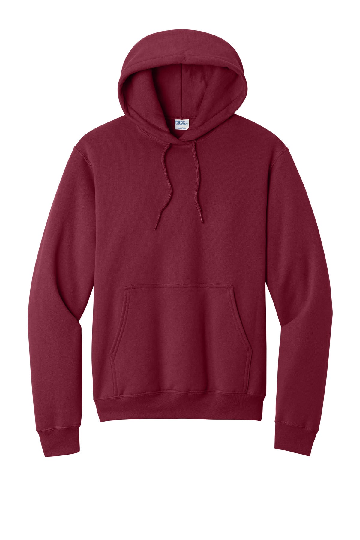 Front View of Cardinal Port & Co Core Fleece Pullover Hooded Sweatshirt. PC78H