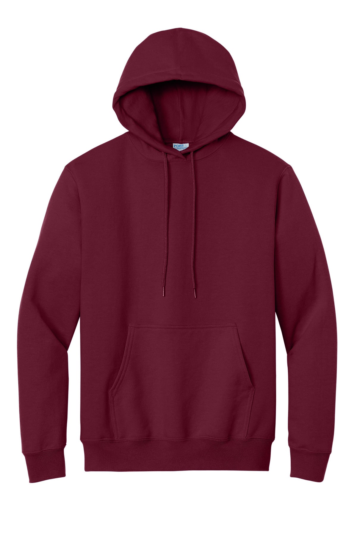 Front View of Cardinal Port & Co Essential Fleece Pullover Hooded Sweatshirt. PC90H