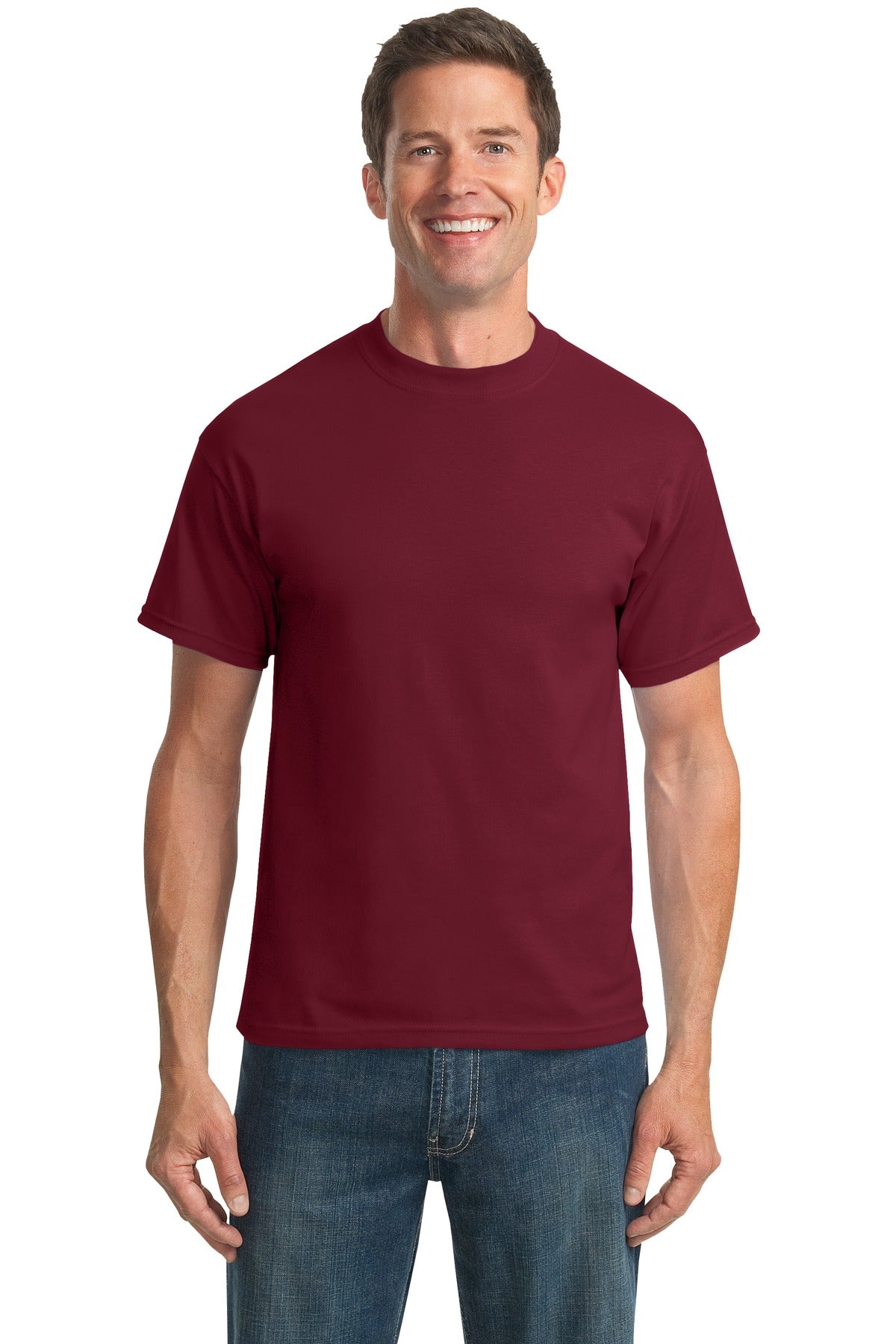 Front View of Cardinal Port & Co Tall Core Blend Tee. PC55T