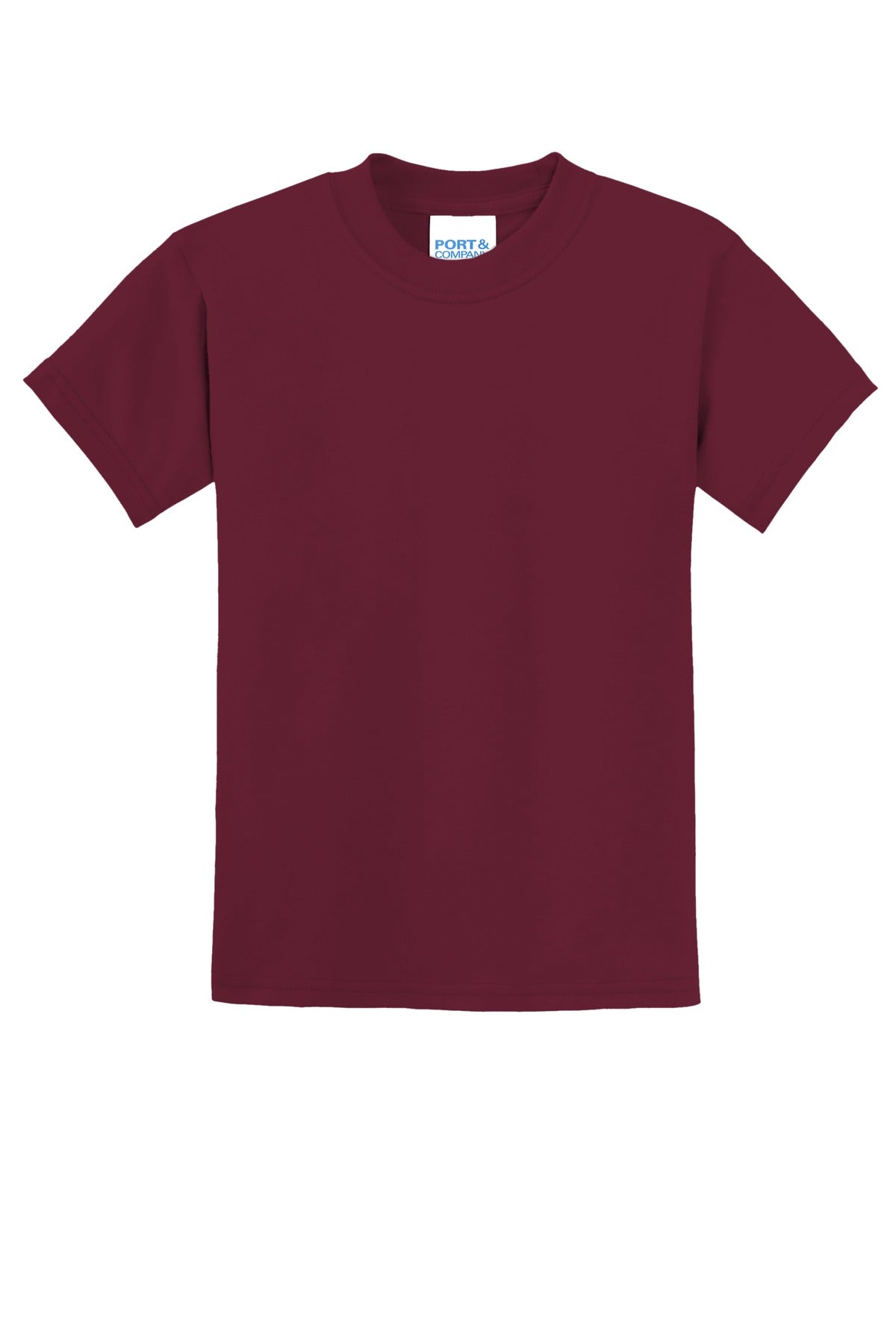 Front View of Cardinal Port & Co Youth Core Blend Tee. PC55Y