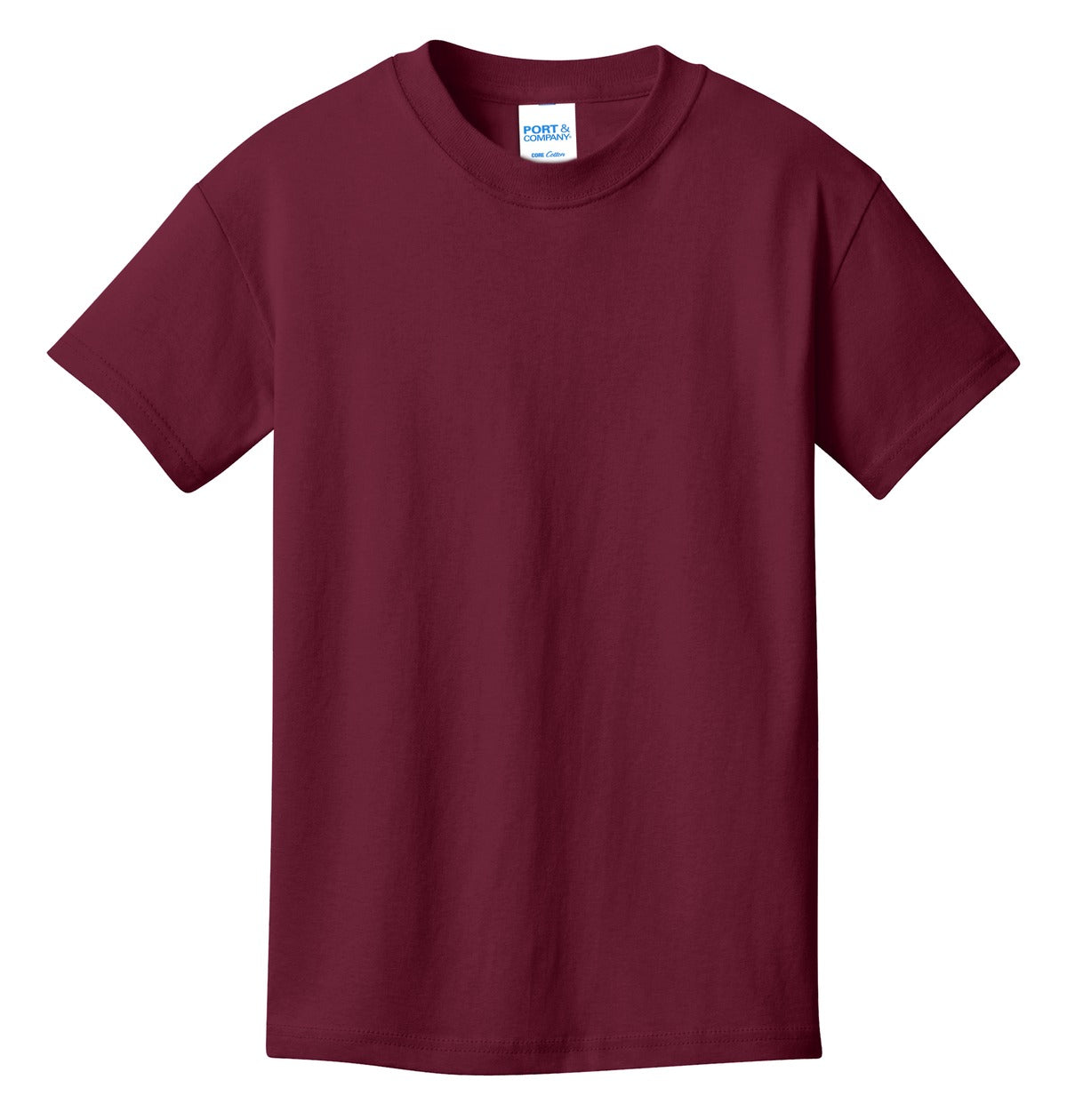 Front View of Cardinal Port & Co Youth Core Cotton Tee. PC54Y