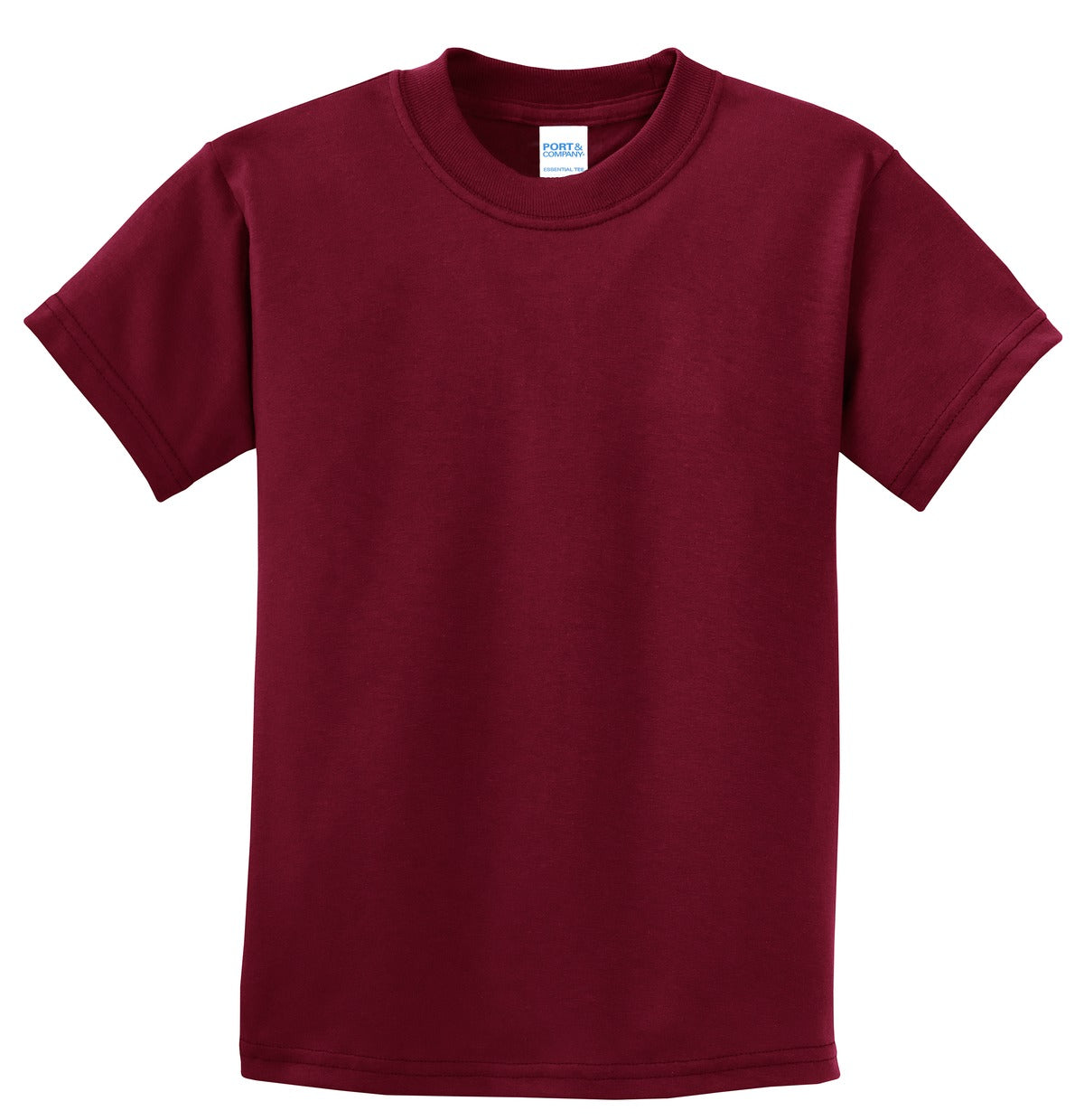 Front View of Cardinal Port & Co Youth Essential Tee. PC61Y