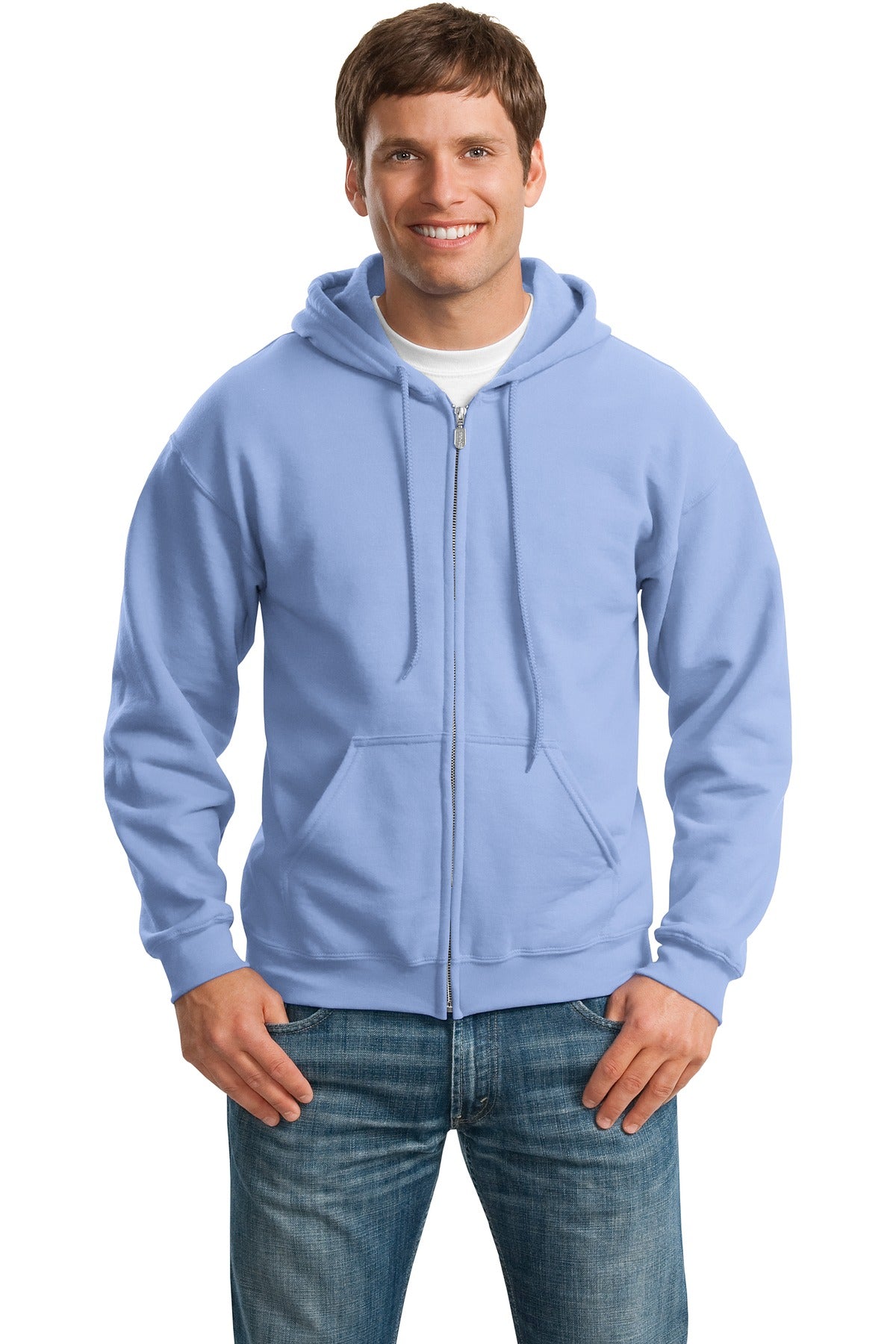 Front View of Carolina Blue Gildan - Heavy Blend Full-Zip Hooded Sweatshirt. 18600