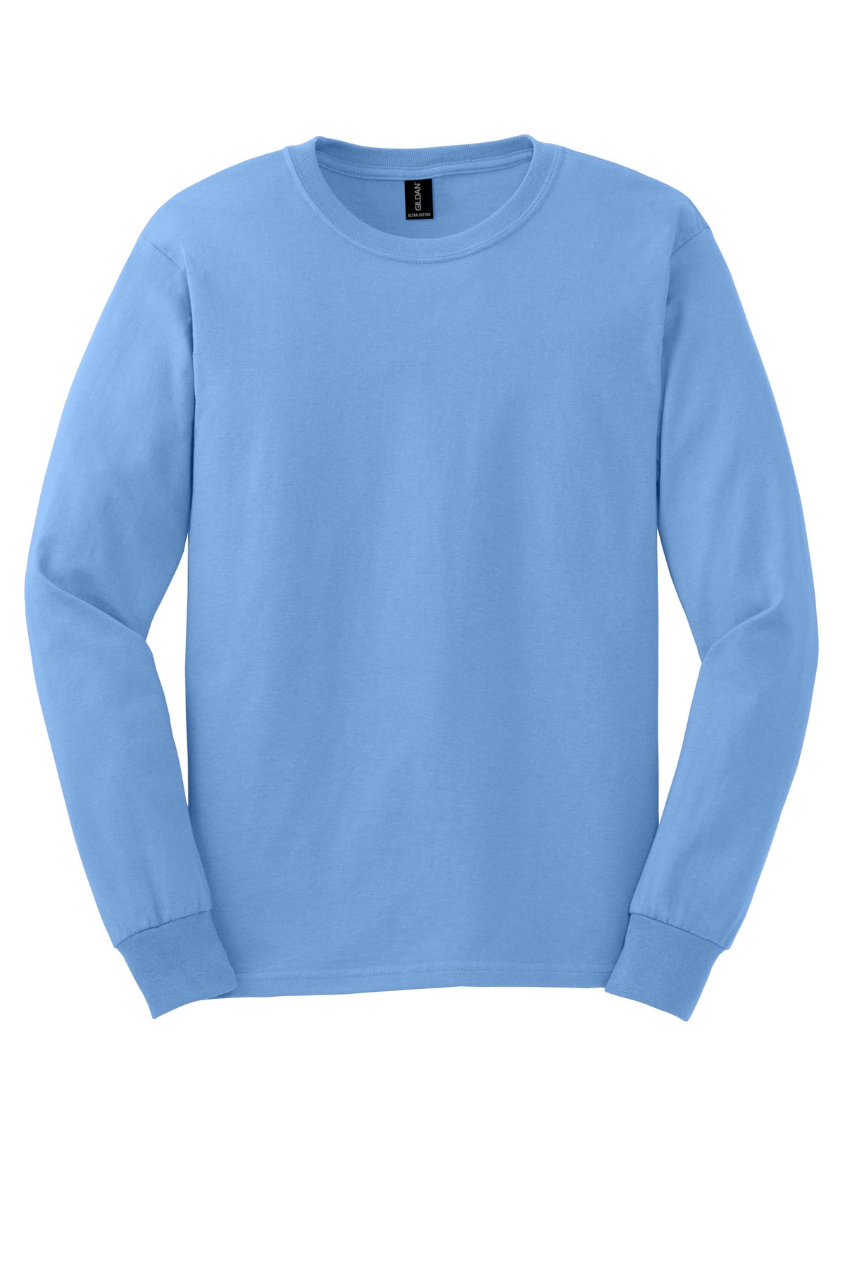 Front View of Carolina Blue Gildan - Ultra Cotton 100% US Cotton Long Sleeve T-Shirt. G2400