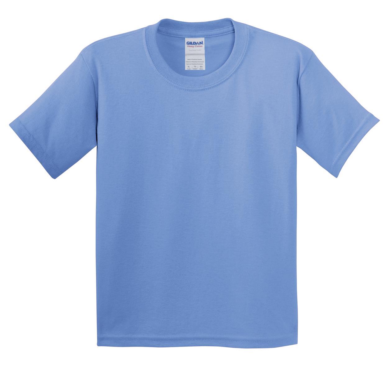 Front View of Carolina Blue Gildan - Youth Heavy Cotton 100% Cotton T-Shirt. 5000B
