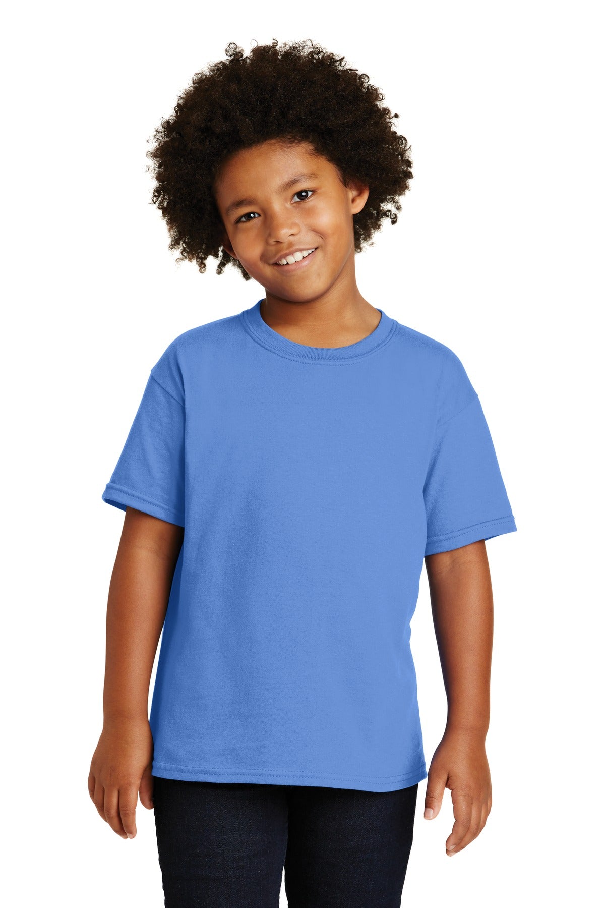 Front View of Carolina Blue Gildan - Youth Heavy Cotton 100% Cotton T-Shirt. 5000B