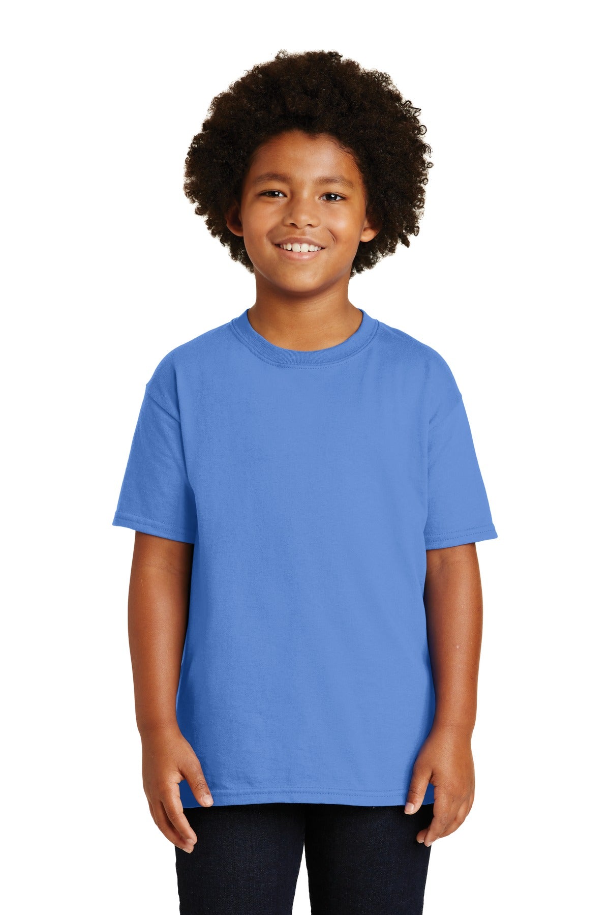 Front View of Carolina Blue Gildan - Youth Ultra Cotton 100% US Cotton T-Shirt. 2000B