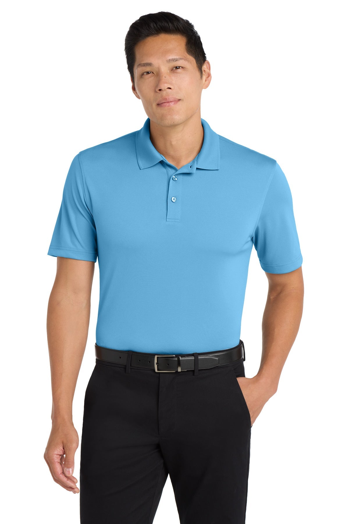 Front View of Carolina Blue Port Authority Dry Zone UV Micro-Mesh Polo. K110