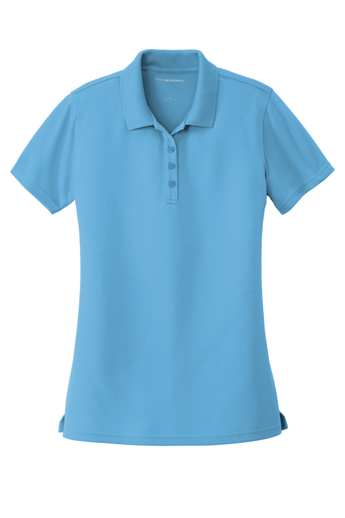 Front View of Carolina Blue Port Authority Women's Dry Zone UV Micro-Mesh Polo. LK110