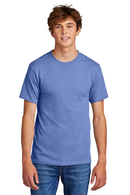 Front View of Carolina Blue Port & Co Core Blend Tee. PC55