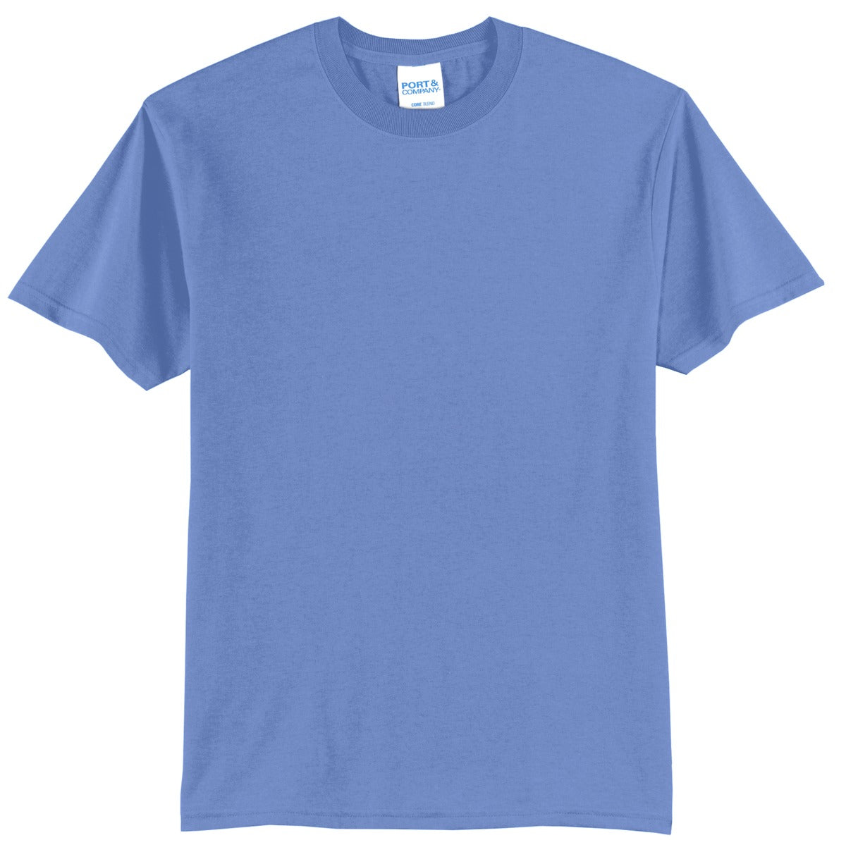 Front View of Carolina Blue Port & Co Core Blend Tee. PC55