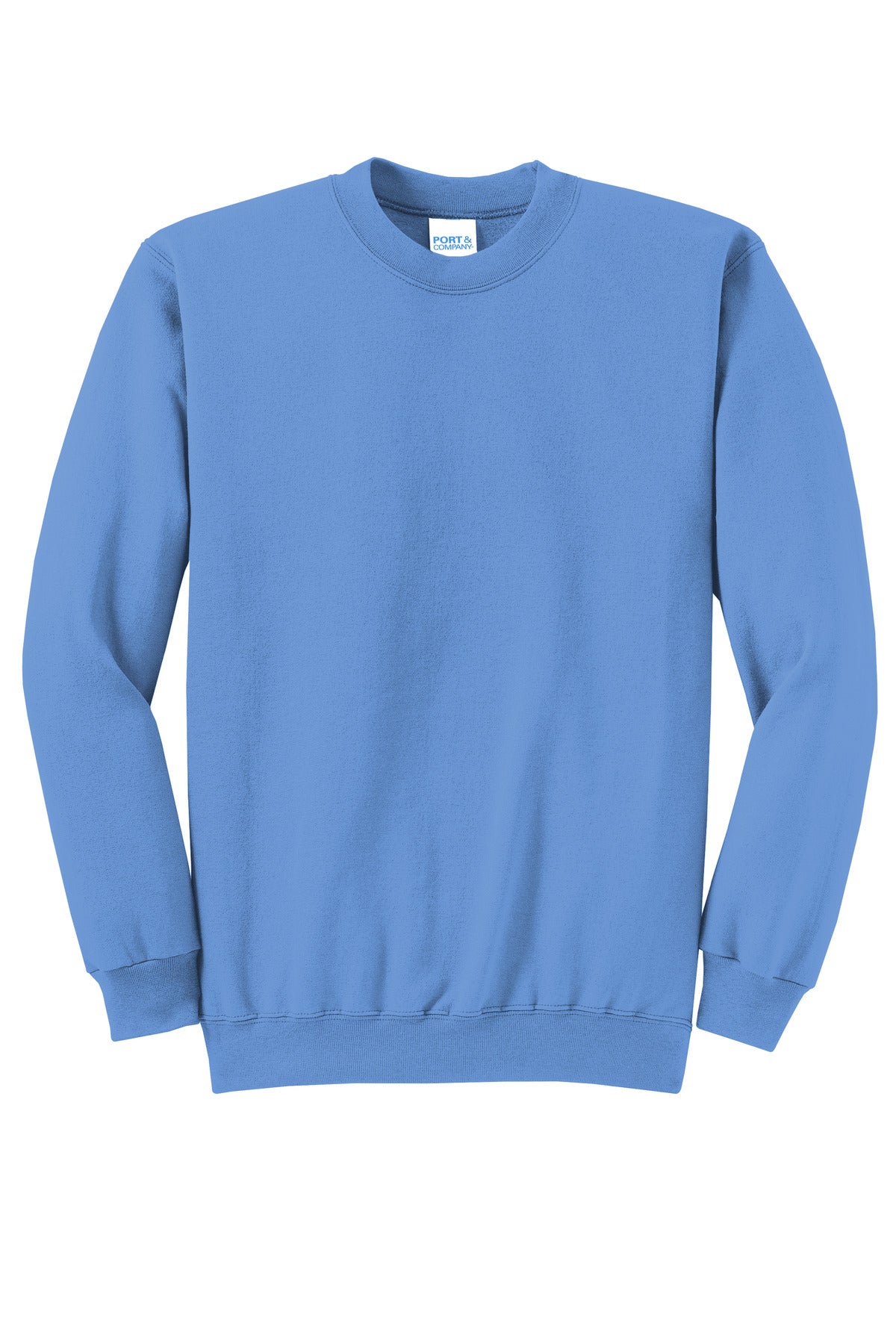 Front View of Carolina Blue Port & Co Core Fleece Crewneck Sweatshirt. PC78